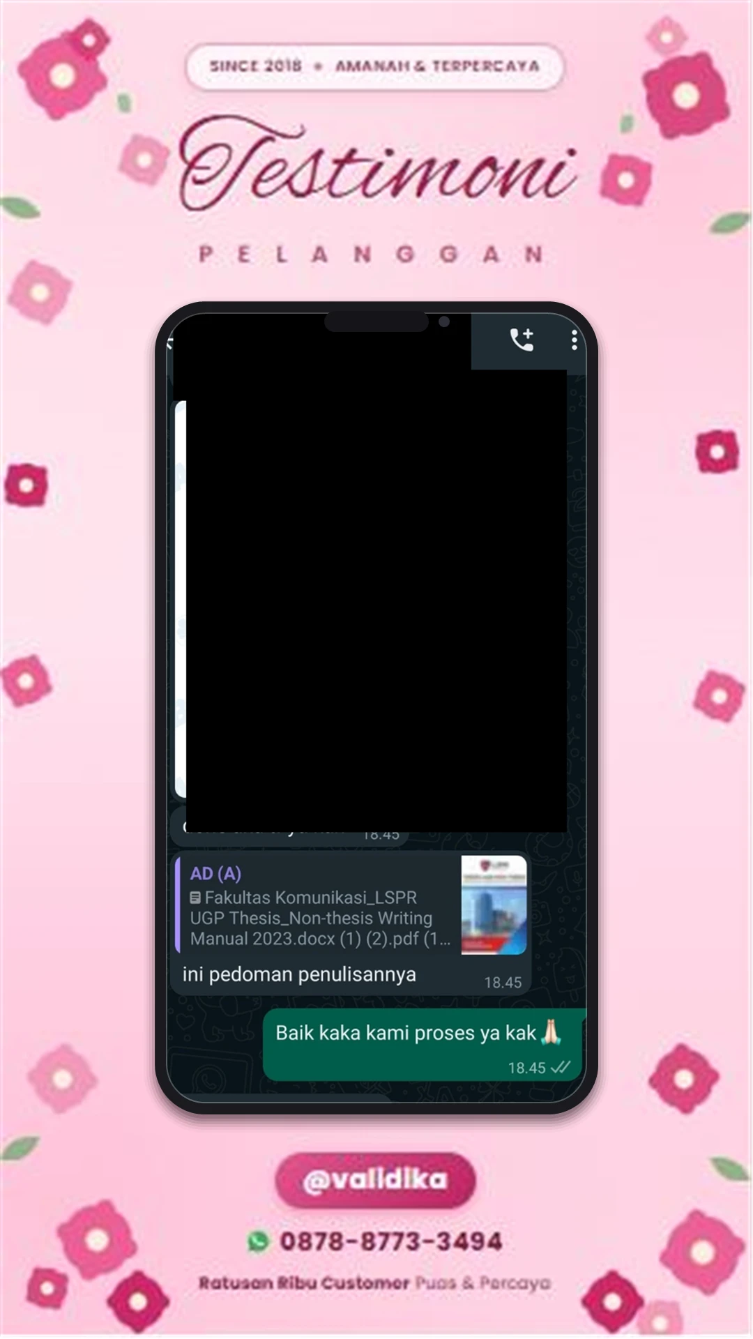 Bukti testimoni pelanggan