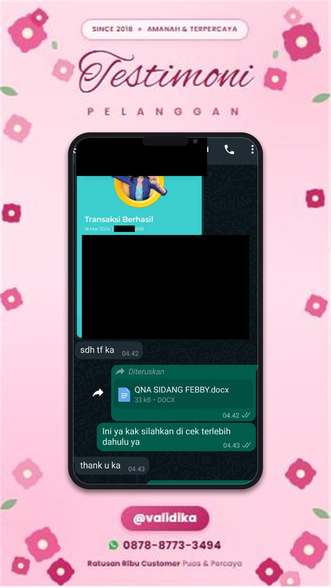 Bukti testimoni pelanggan