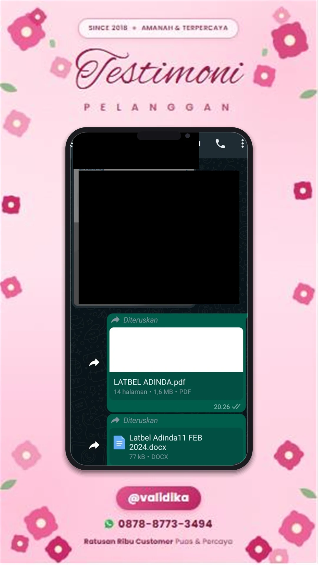 Bukti testimoni pelanggan