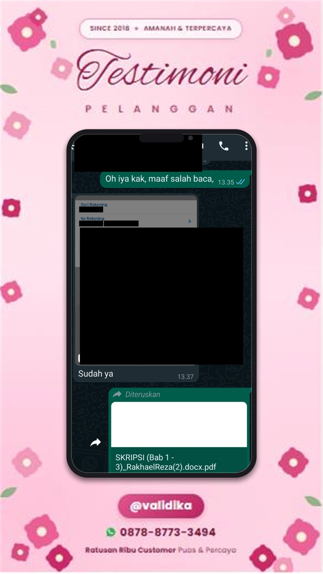 Bukti testimoni pelanggan