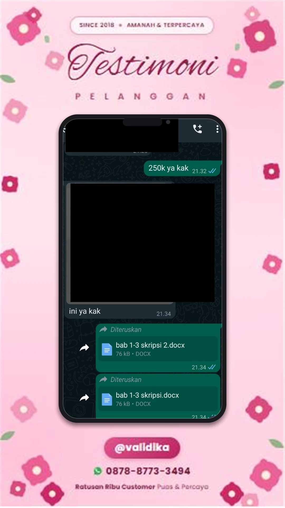Bukti testimoni pelanggan