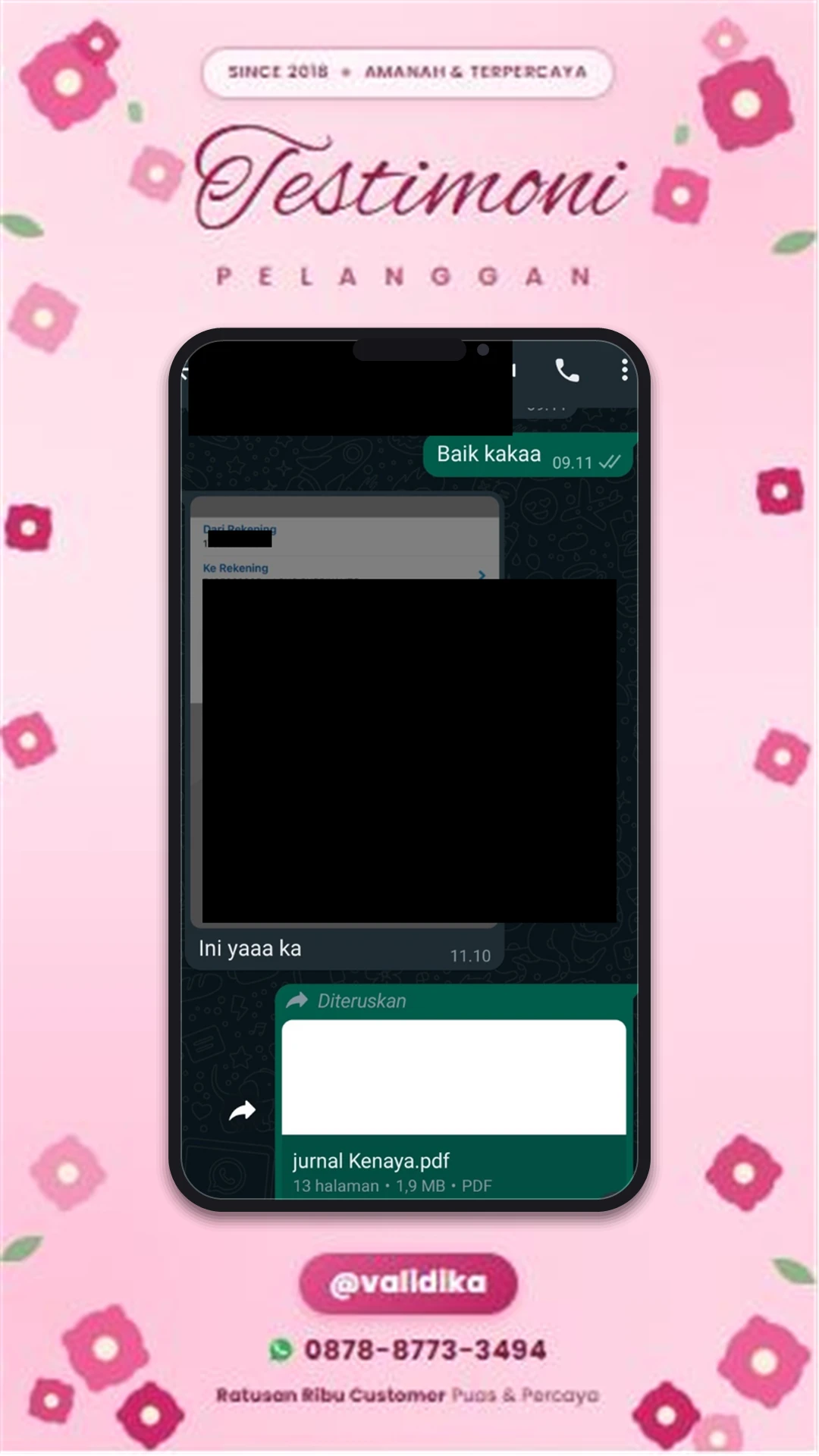 Bukti testimoni pelanggan
