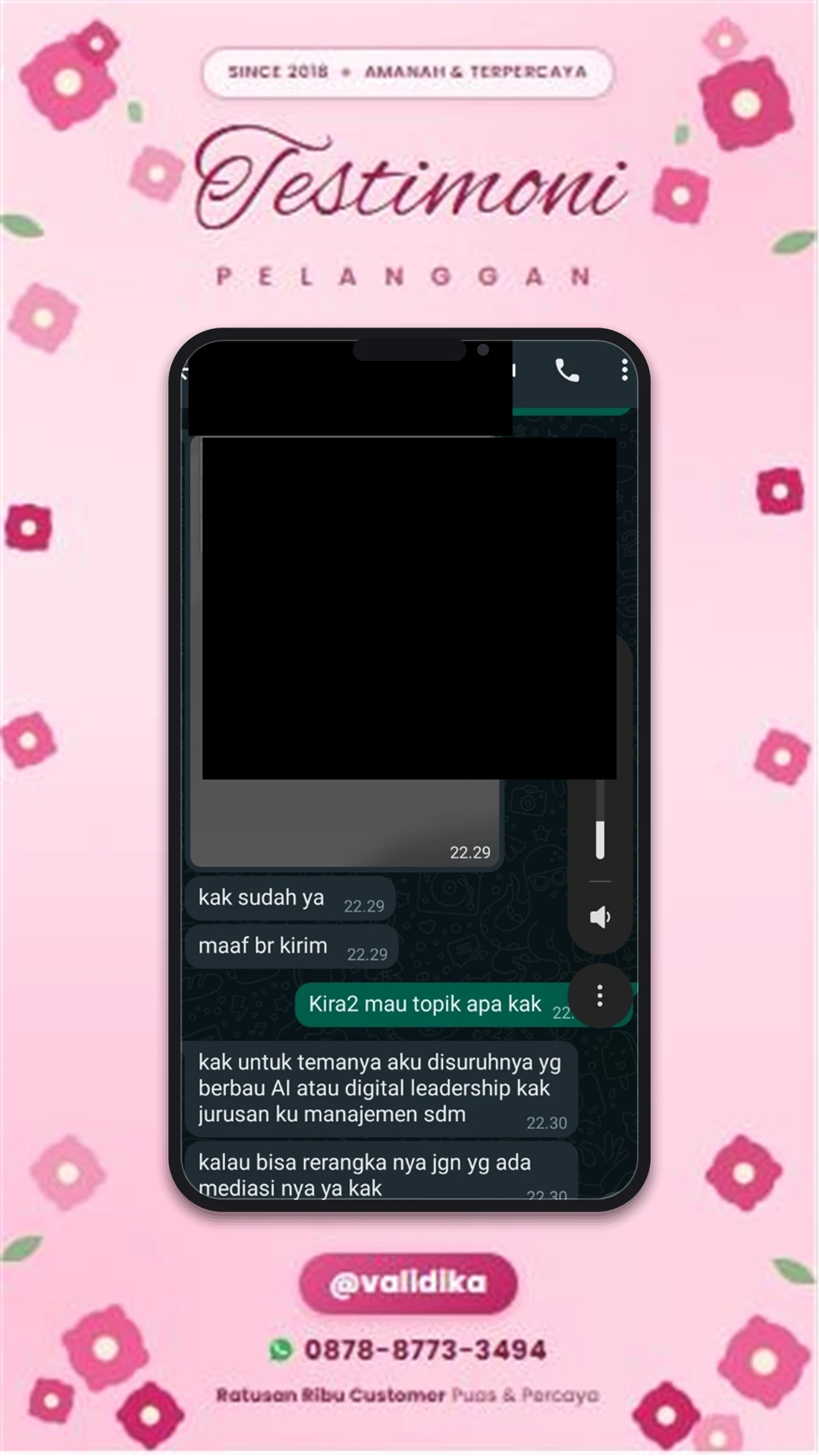 Bukti testimoni pelanggan