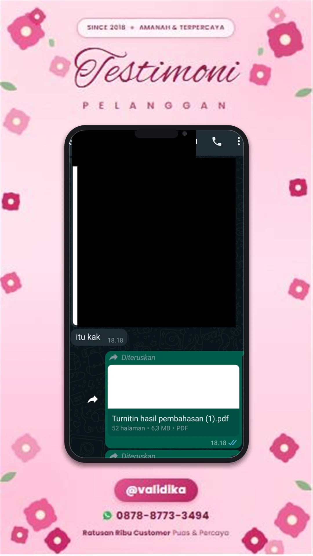Bukti testimoni pelanggan