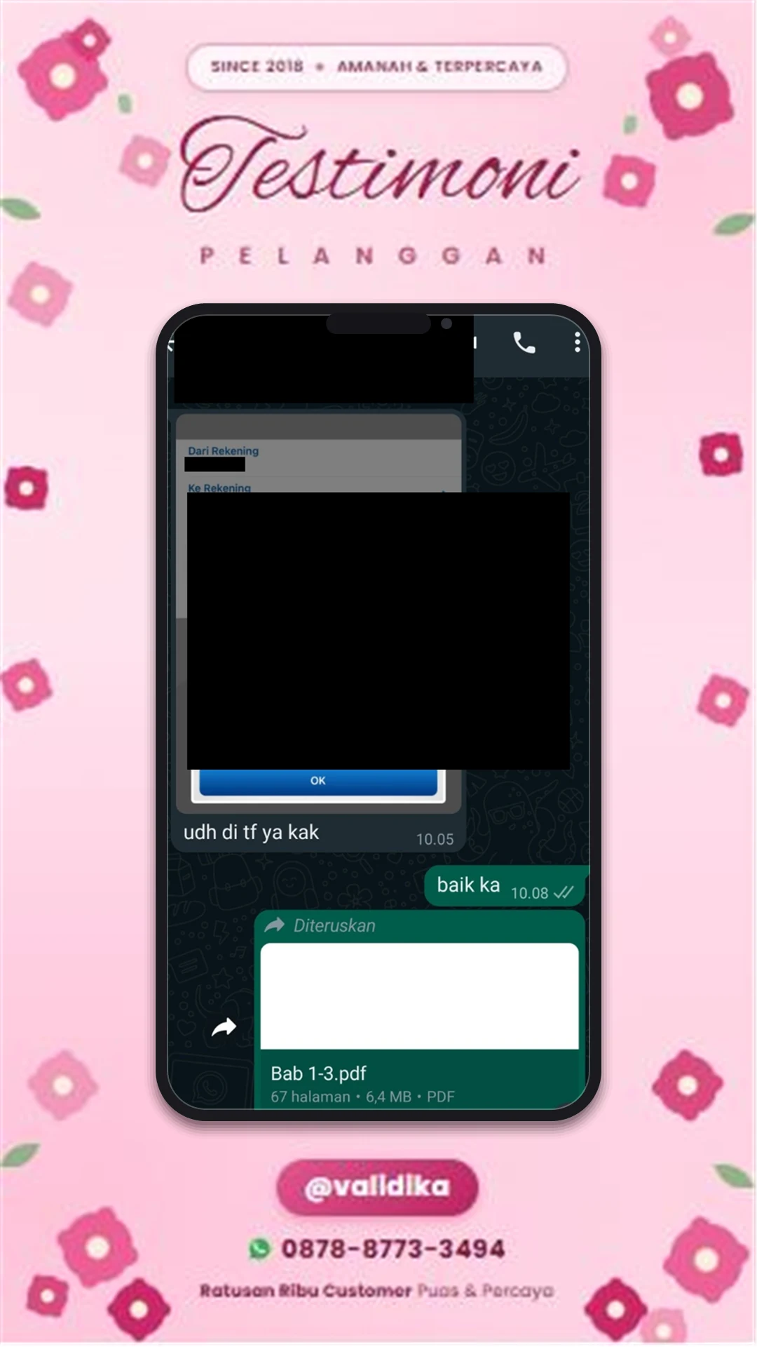 Bukti testimoni pelanggan