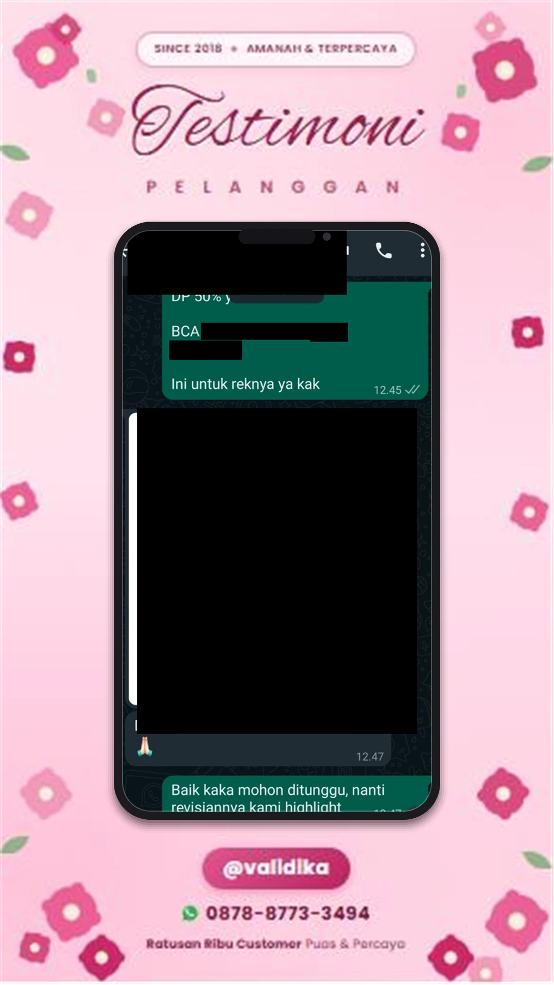 Bukti testimoni pelanggan