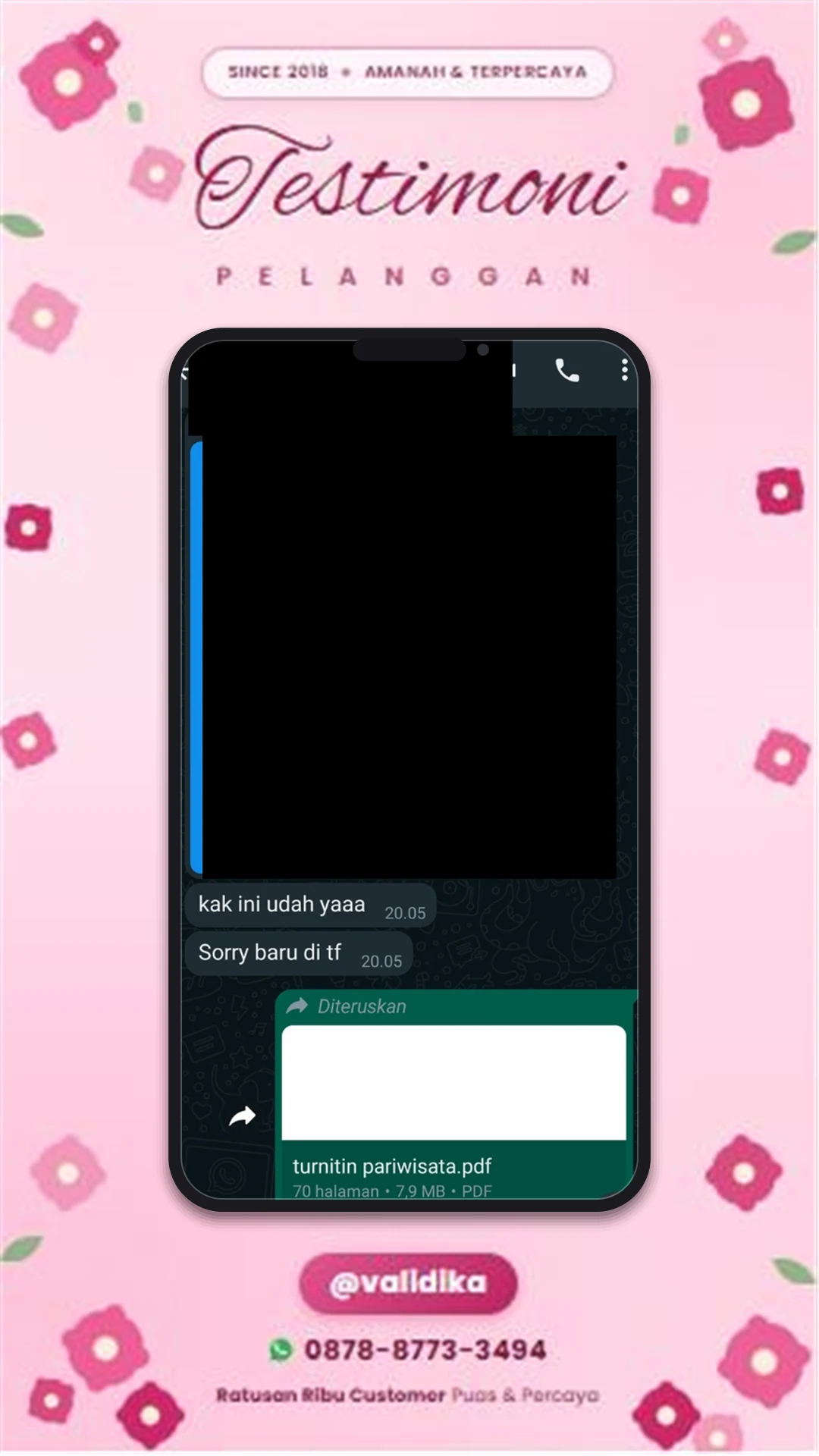 Bukti testimoni pelanggan