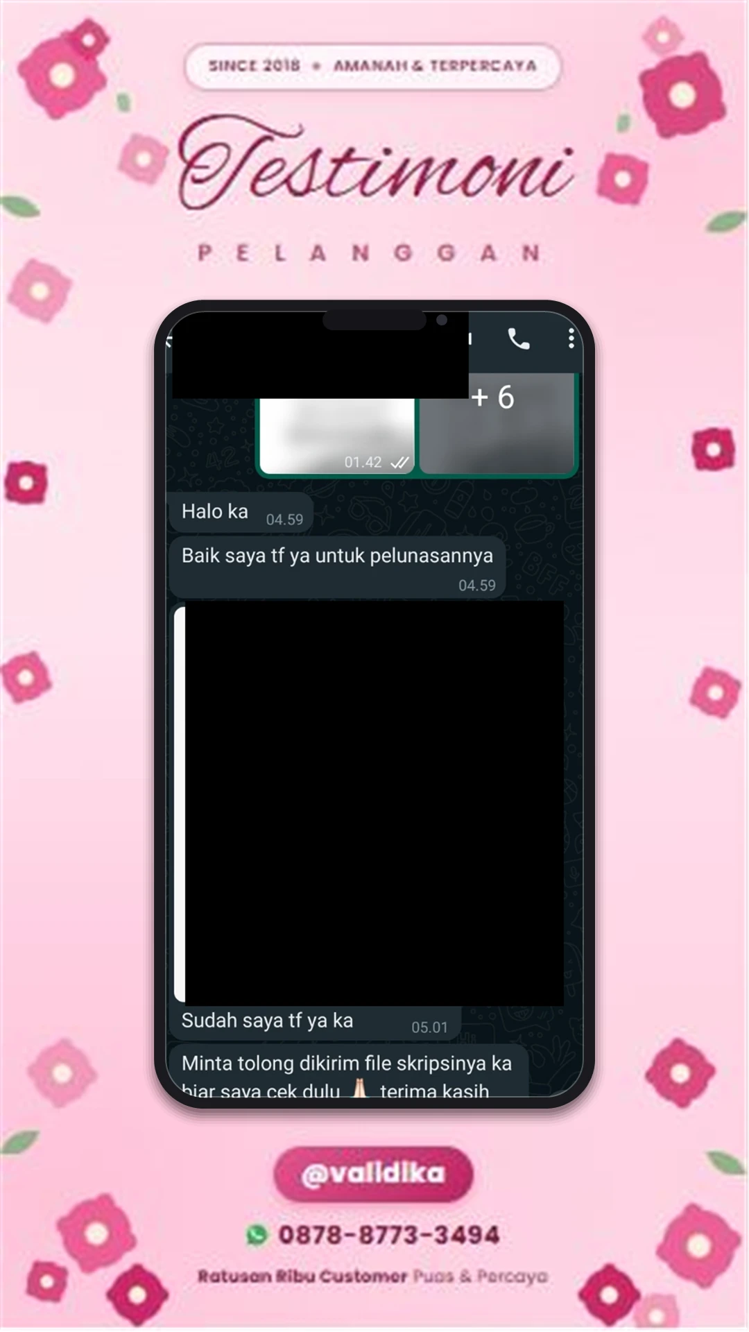 Bukti testimoni pelanggan