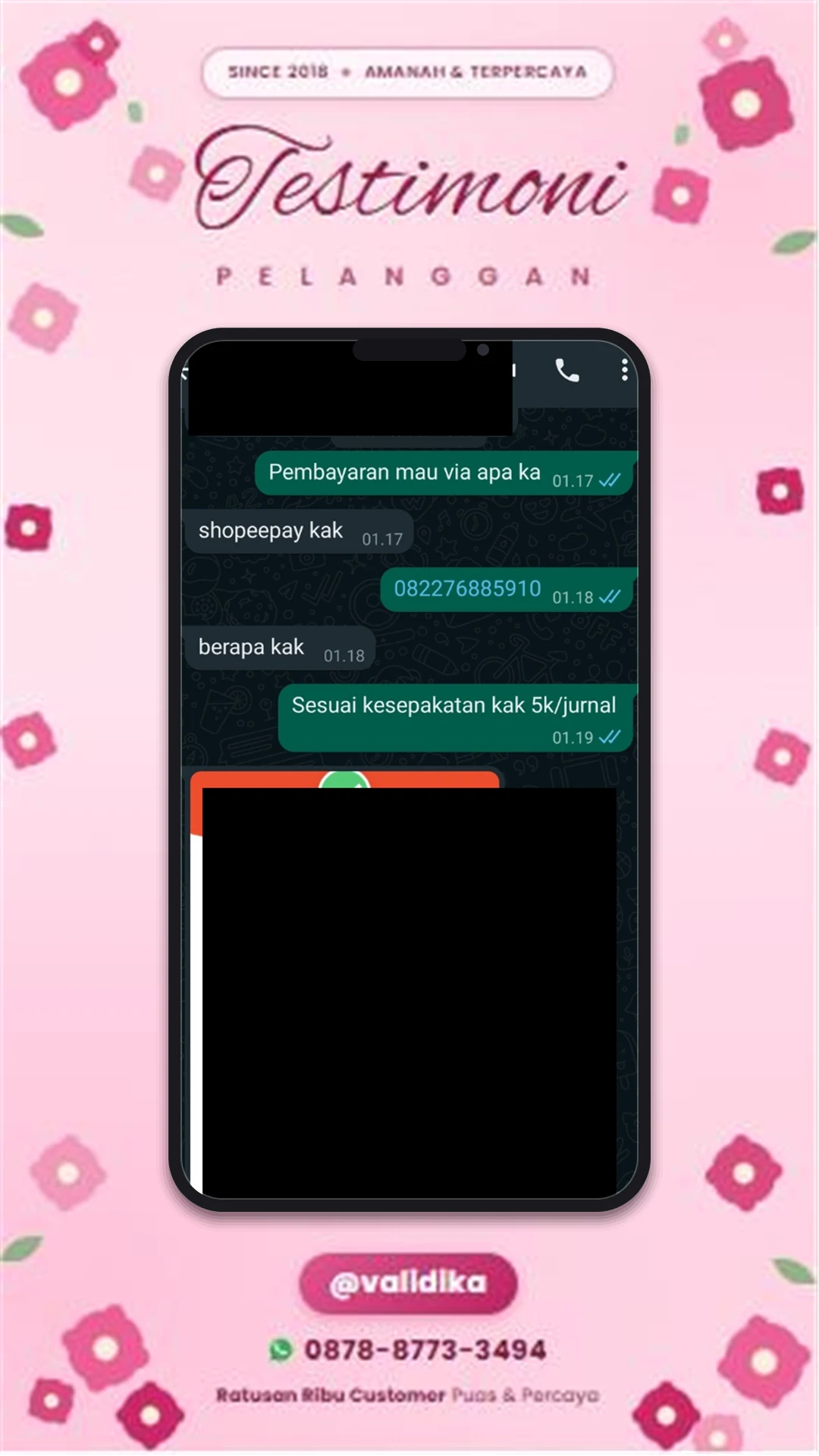 Bukti testimoni pelanggan