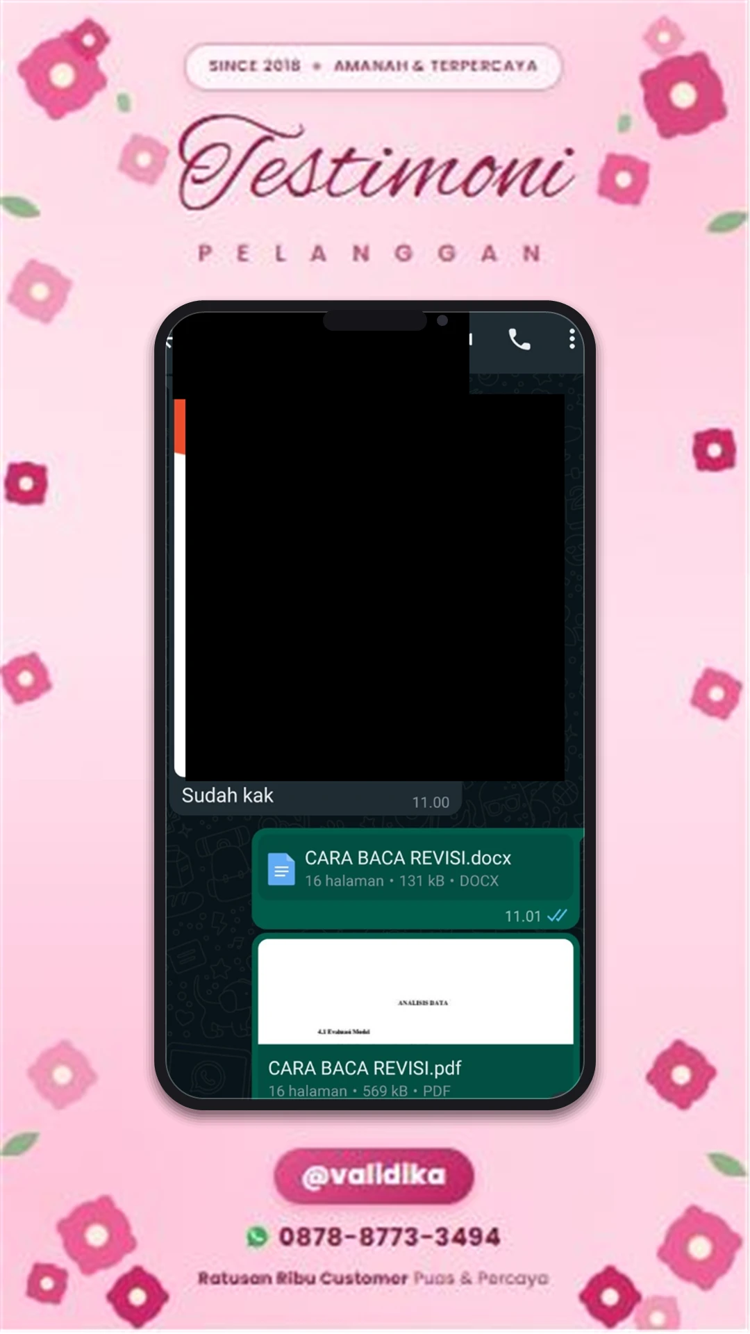 Bukti testimoni pelanggan
