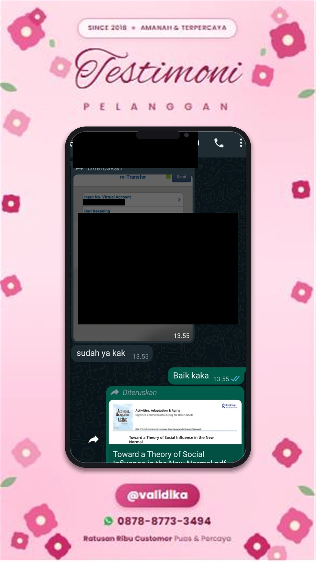 Bukti testimoni pelanggan