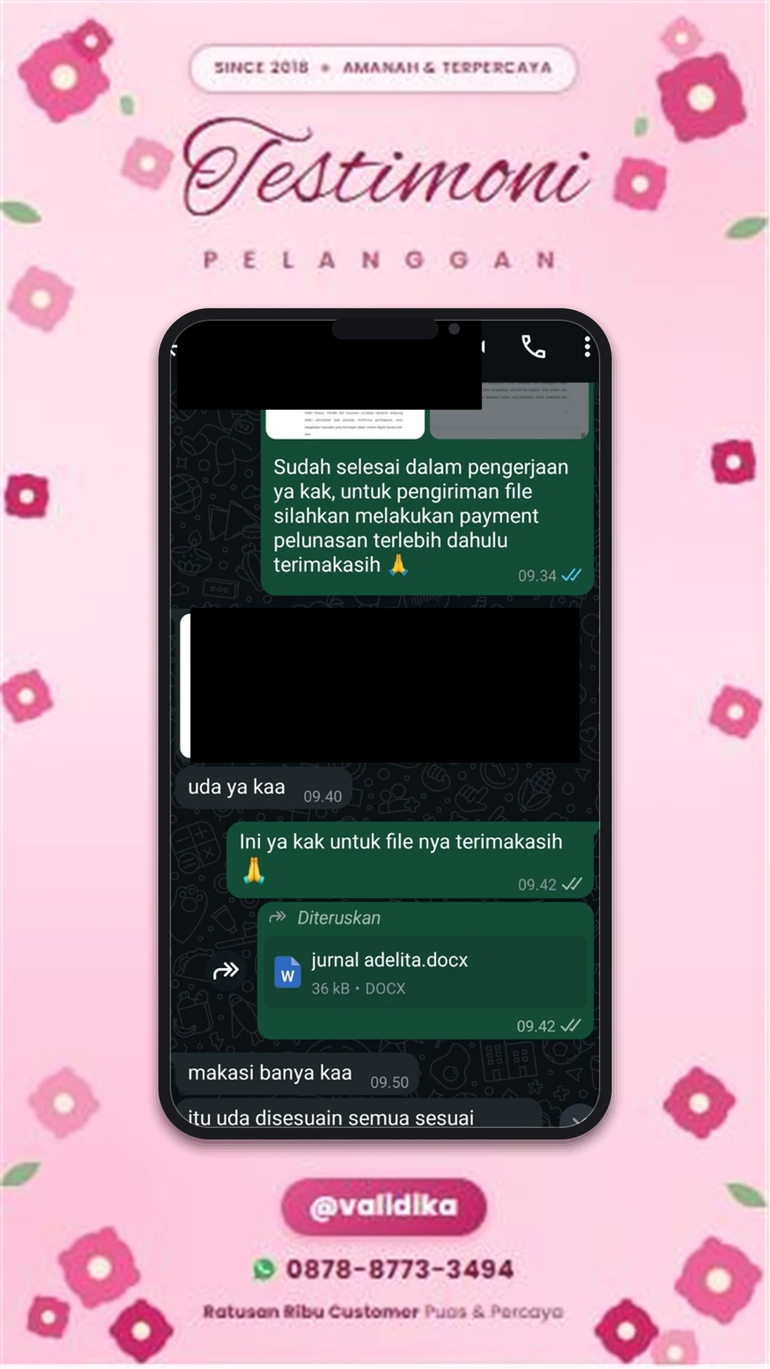 Bukti testimoni pelanggan