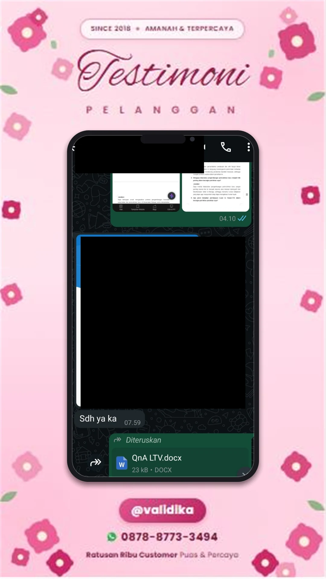 Bukti testimoni pelanggan