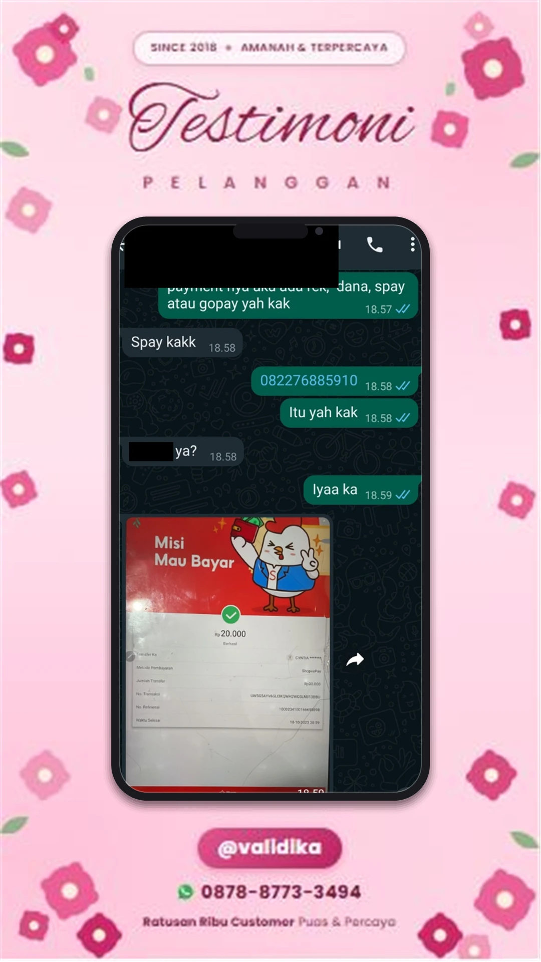 Bukti testimoni pelanggan