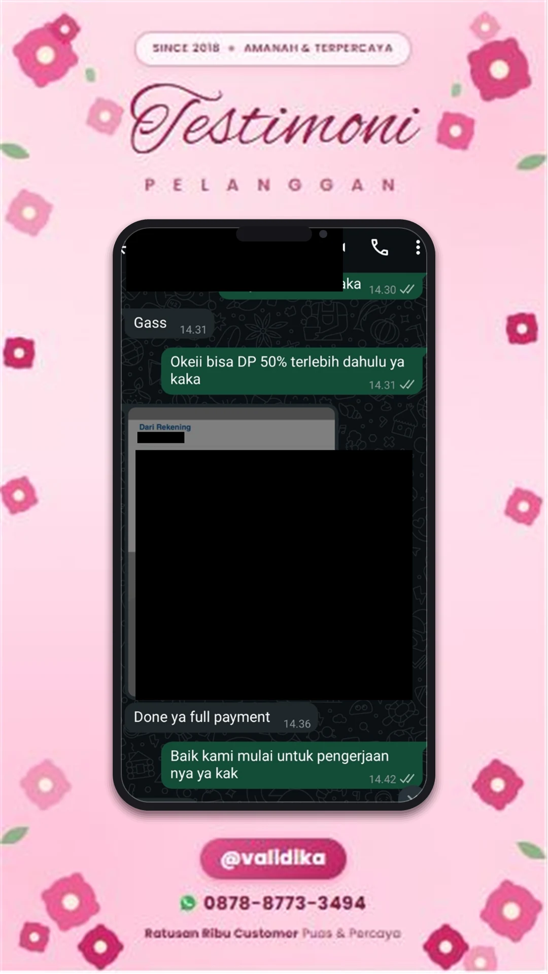 Bukti testimoni pelanggan