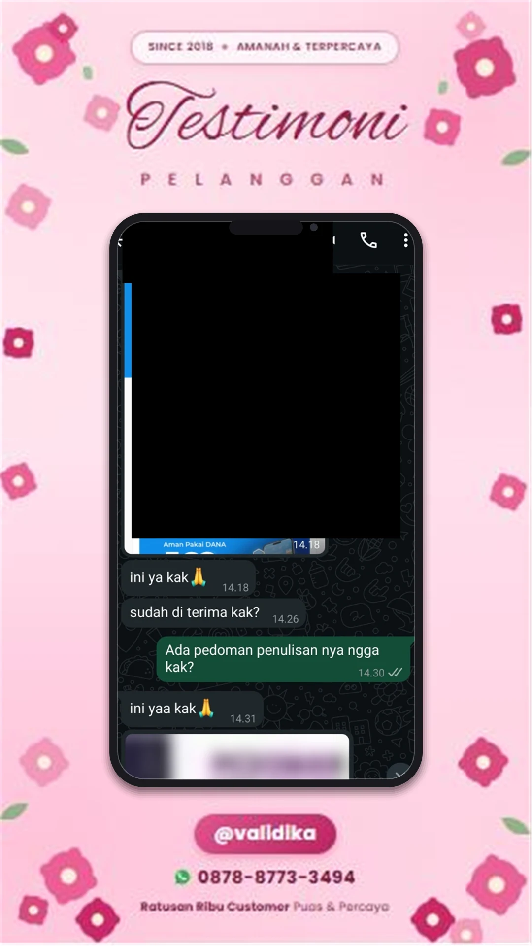 Bukti testimoni pelanggan