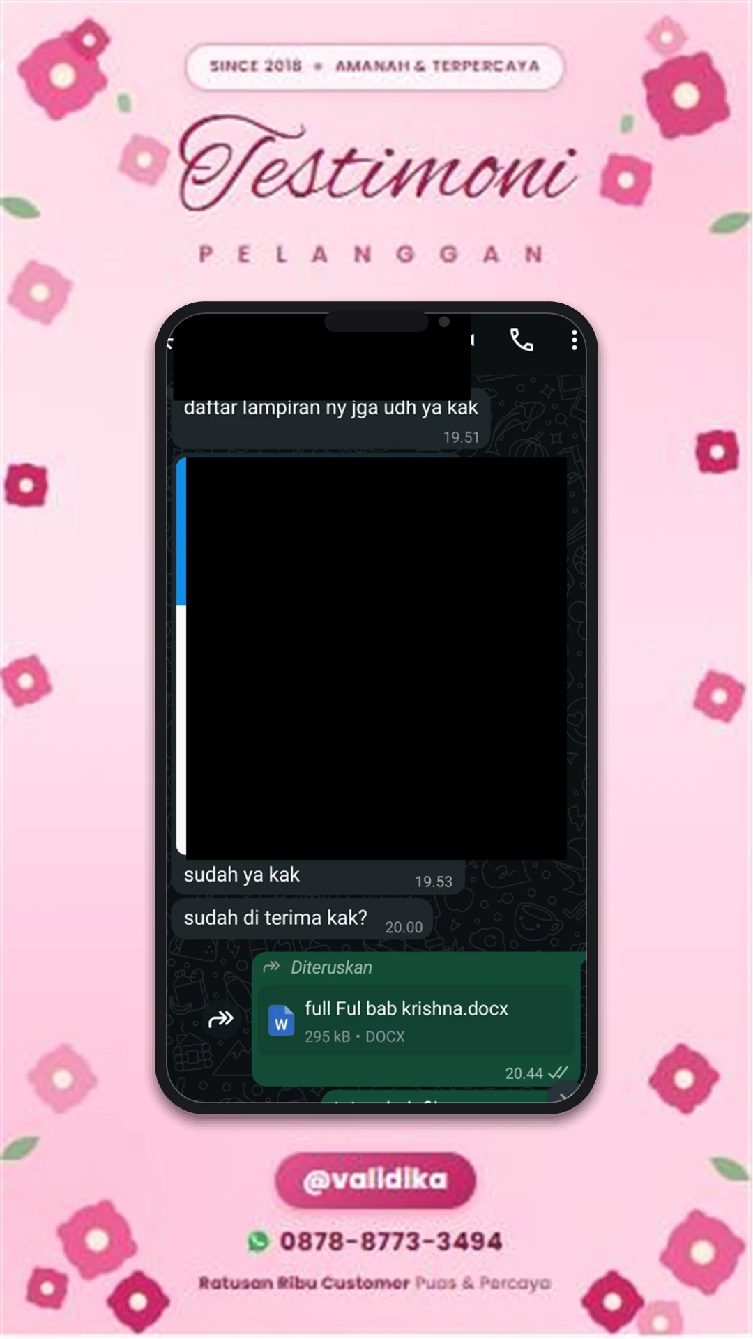 Bukti testimoni pelanggan