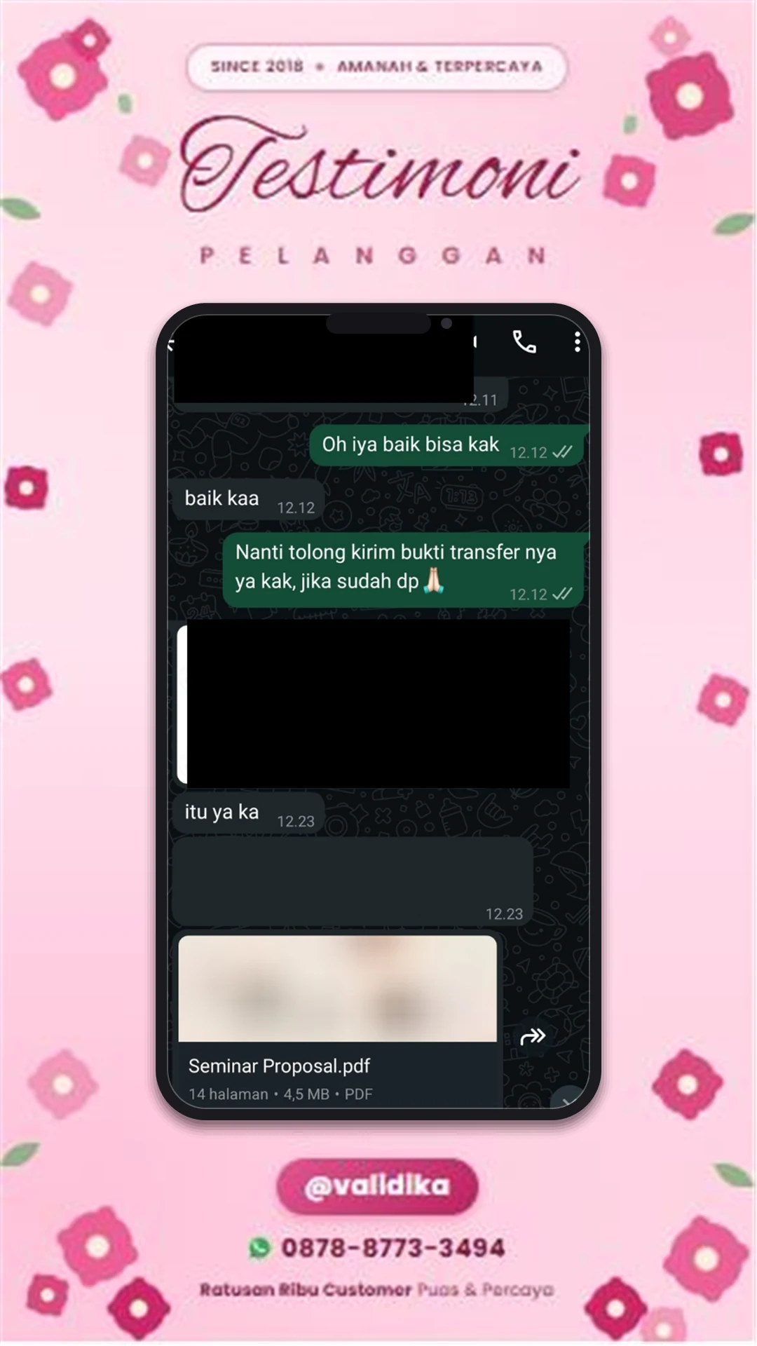 Bukti testimoni pelanggan
