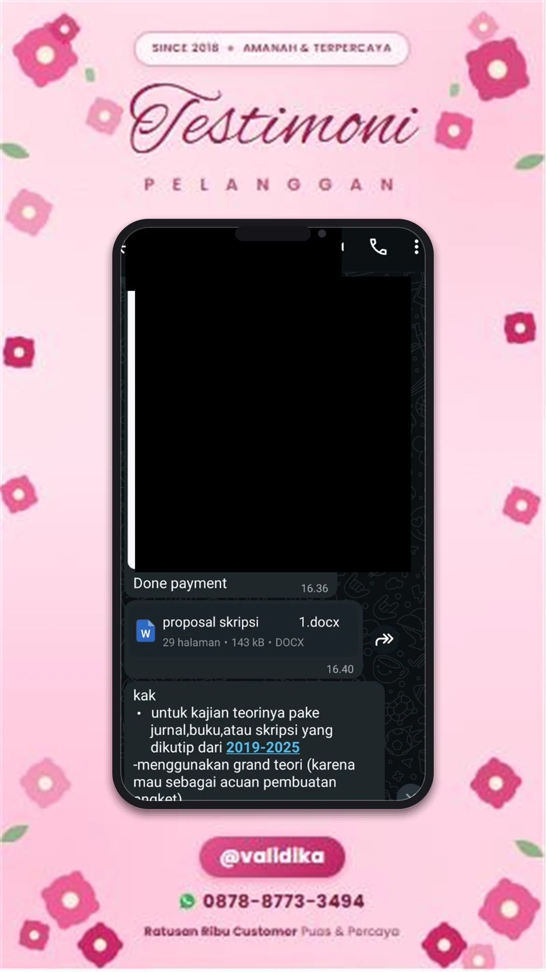 Bukti testimoni pelanggan