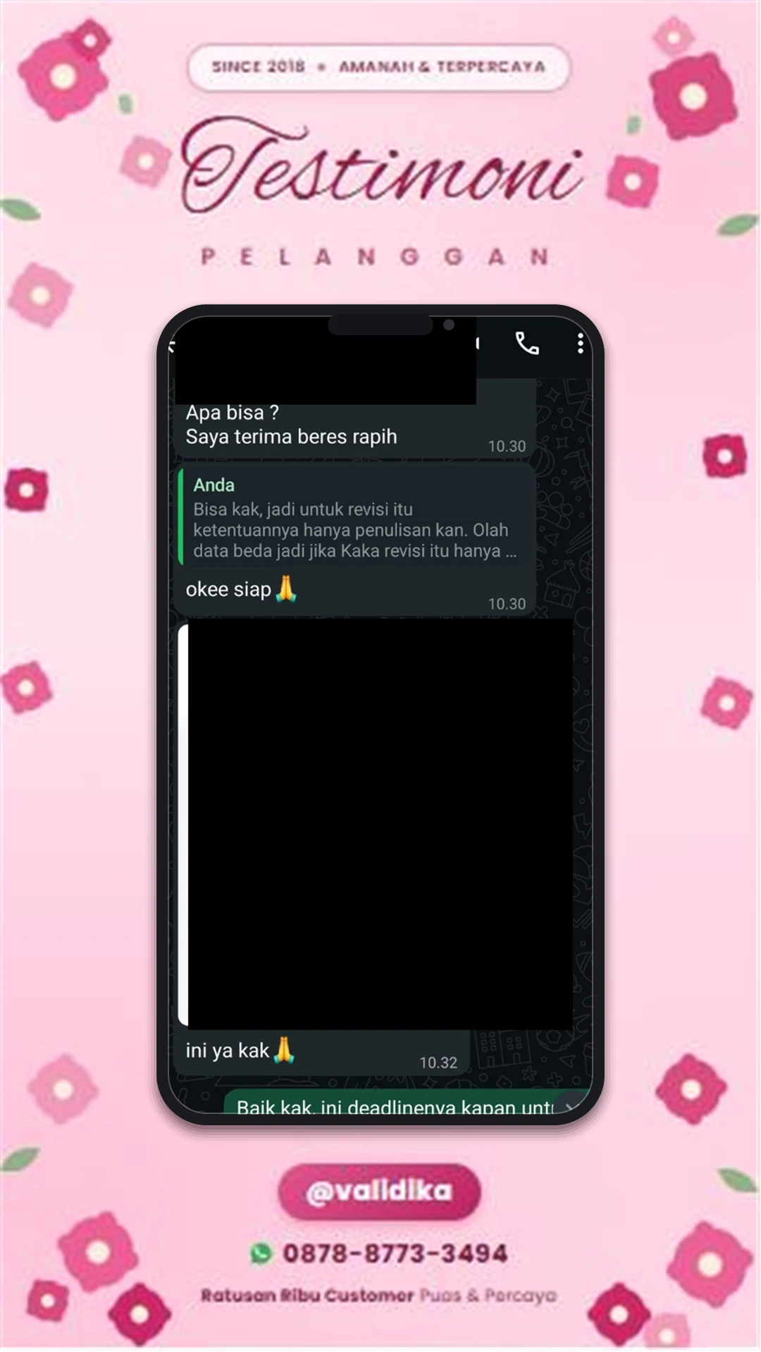 Bukti testimoni pelanggan