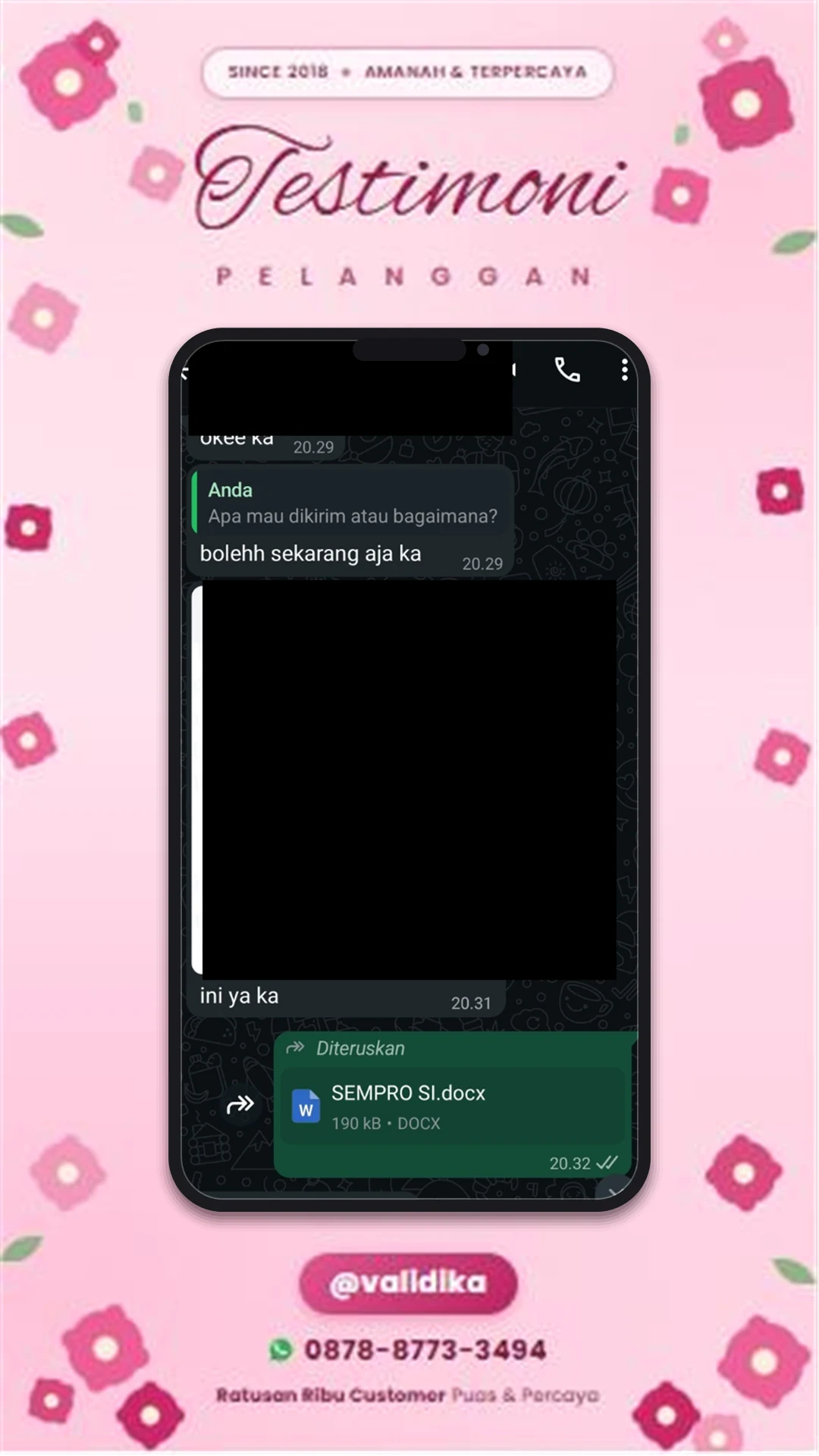 Bukti testimoni pelanggan