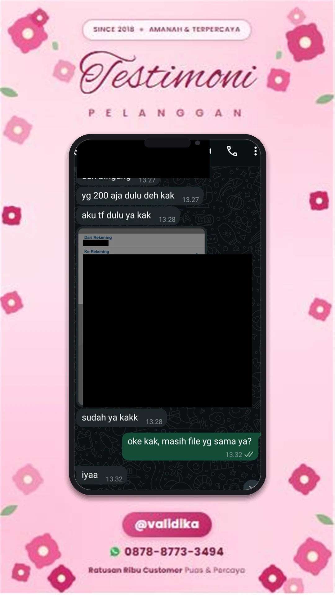 Bukti testimoni pelanggan