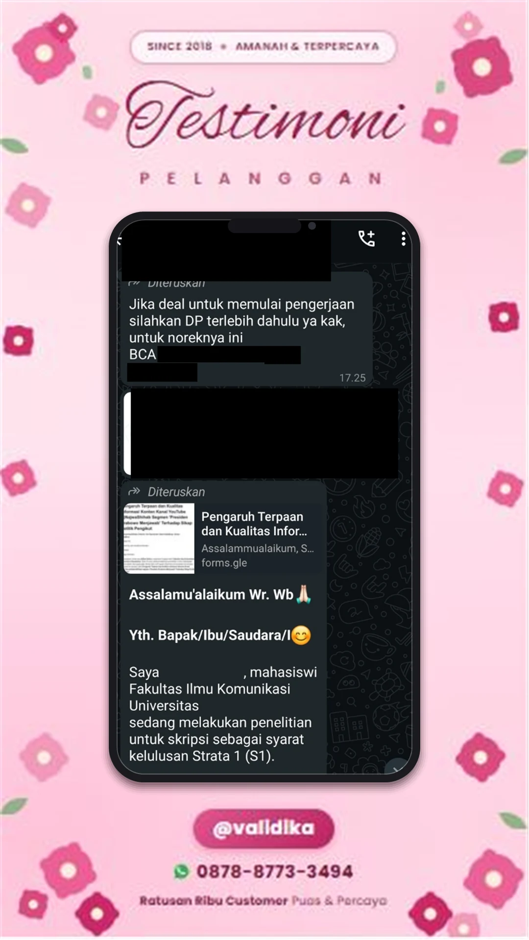 Bukti testimoni pelanggan