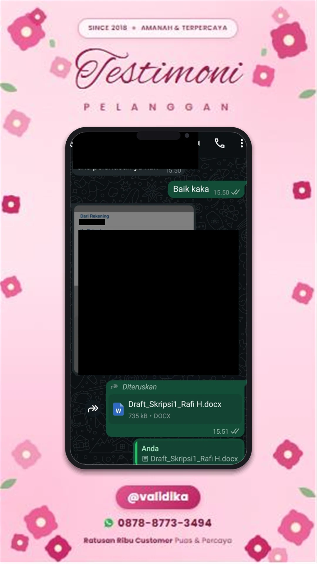Bukti testimoni pelanggan