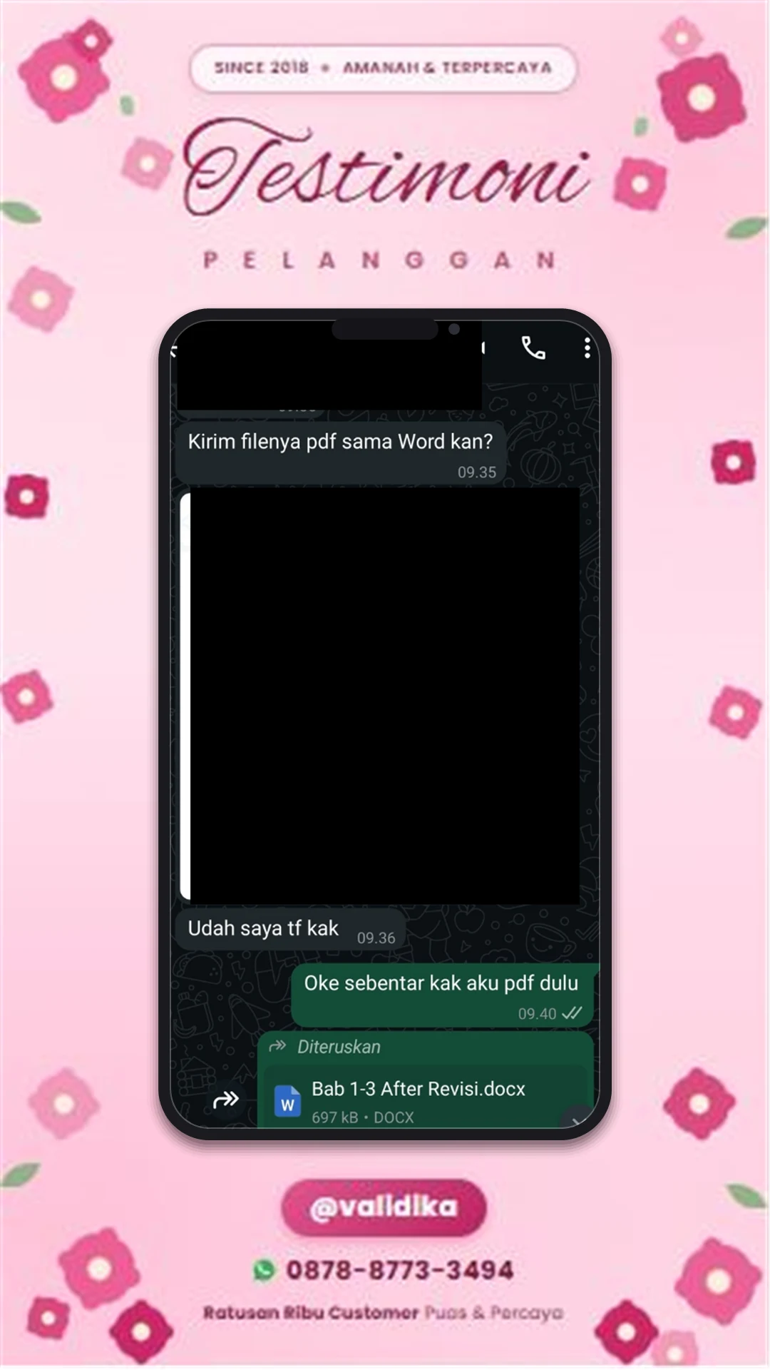 Bukti testimoni pelanggan