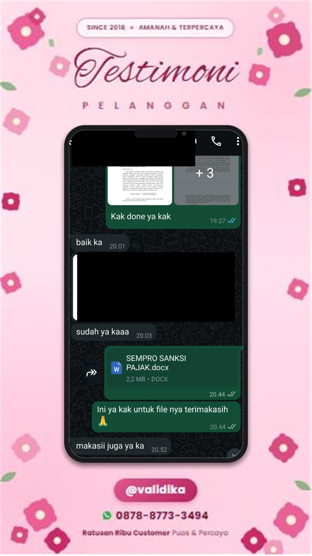 Bukti testimoni pelanggan