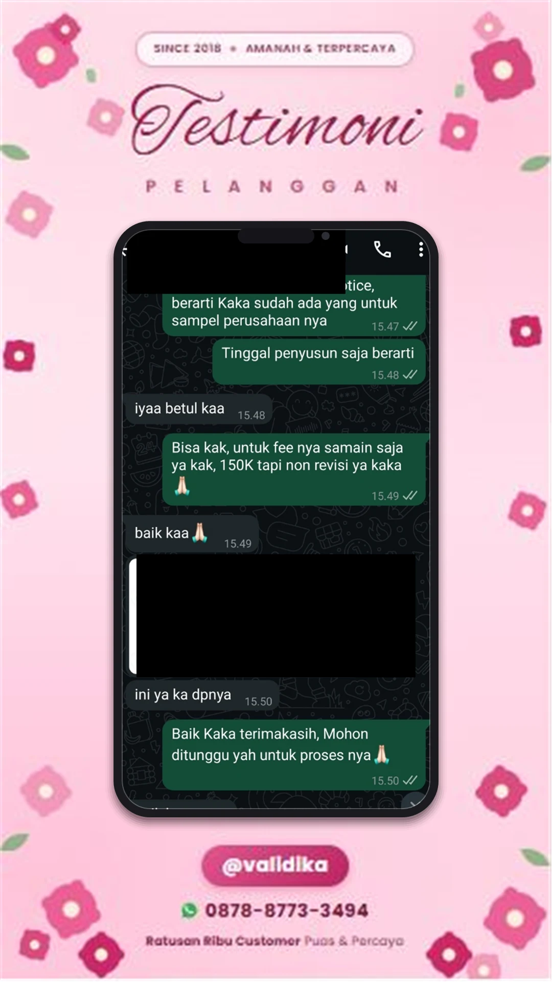 Bukti testimoni pelanggan