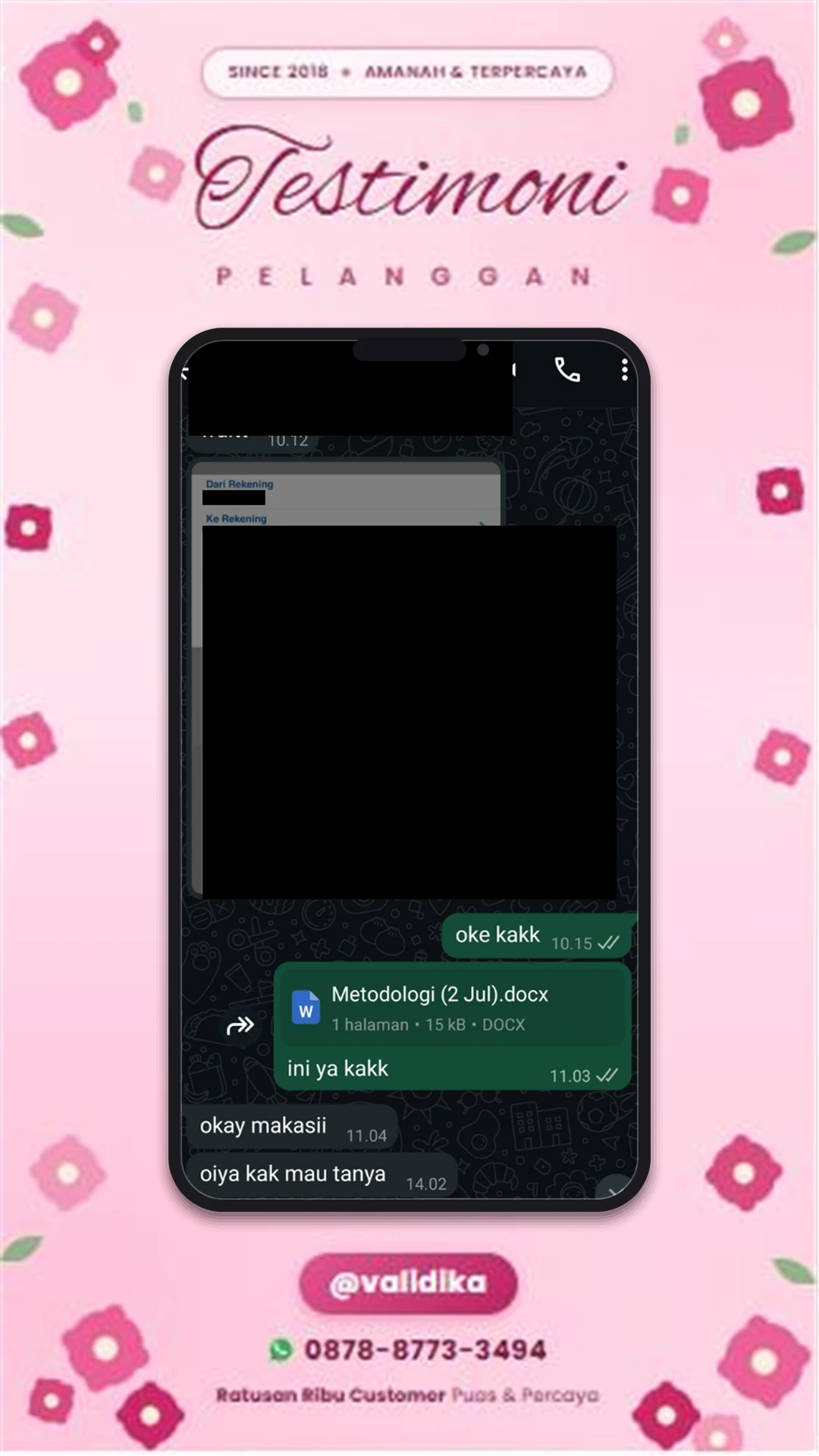 Bukti testimoni pelanggan