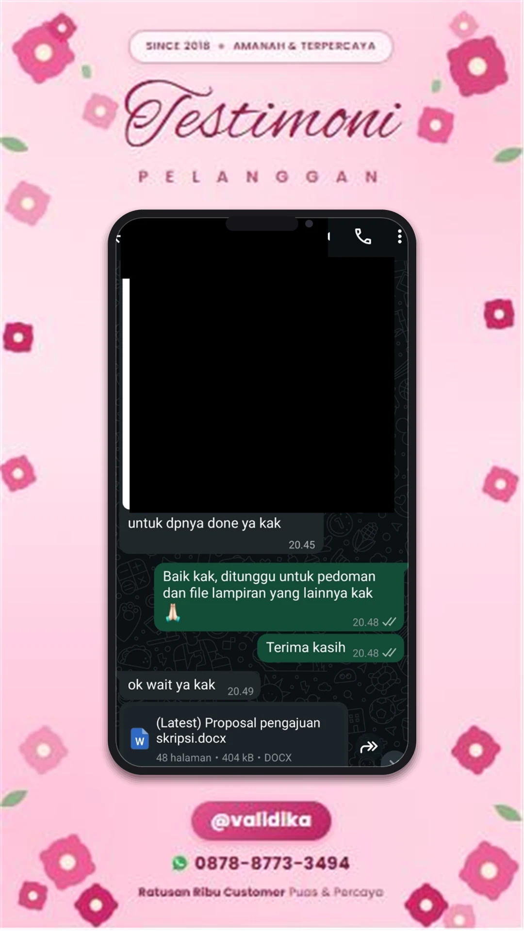 Bukti testimoni pelanggan