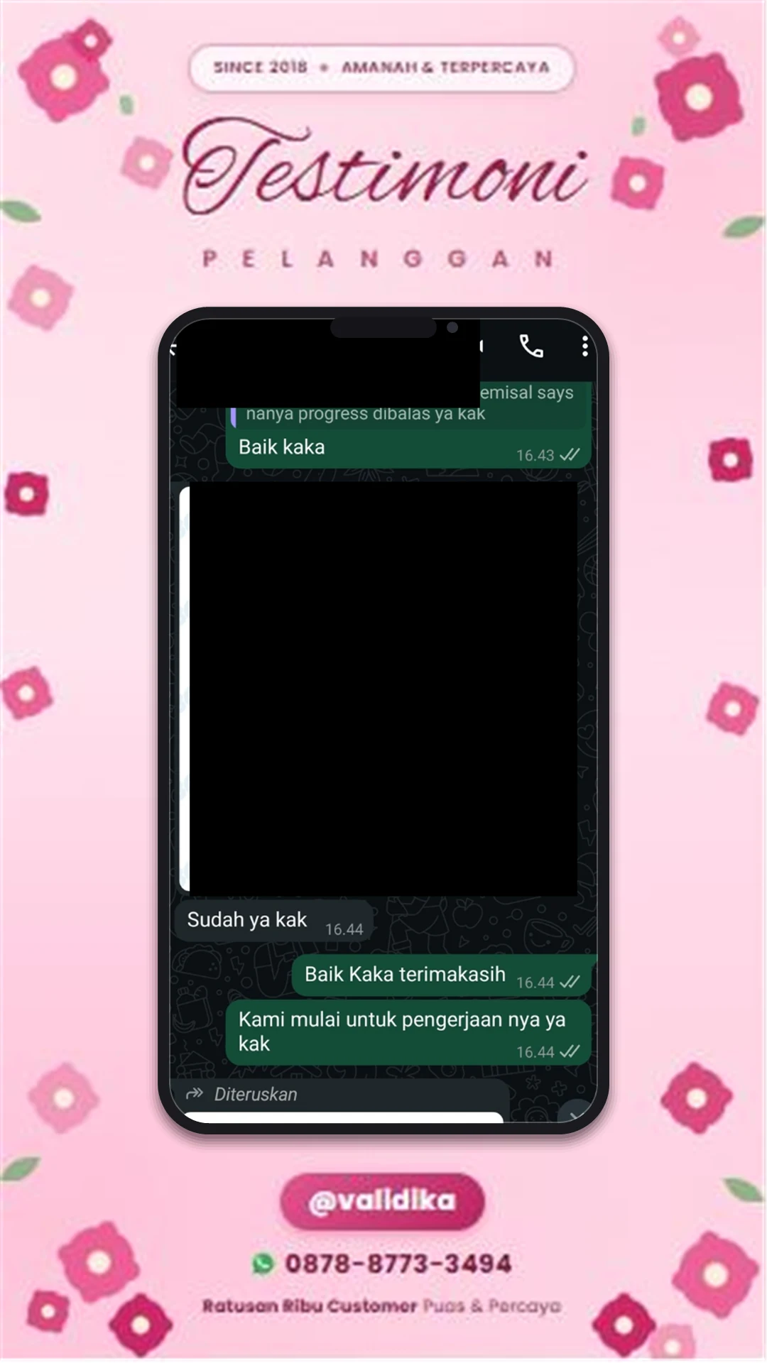 Bukti testimoni pelanggan