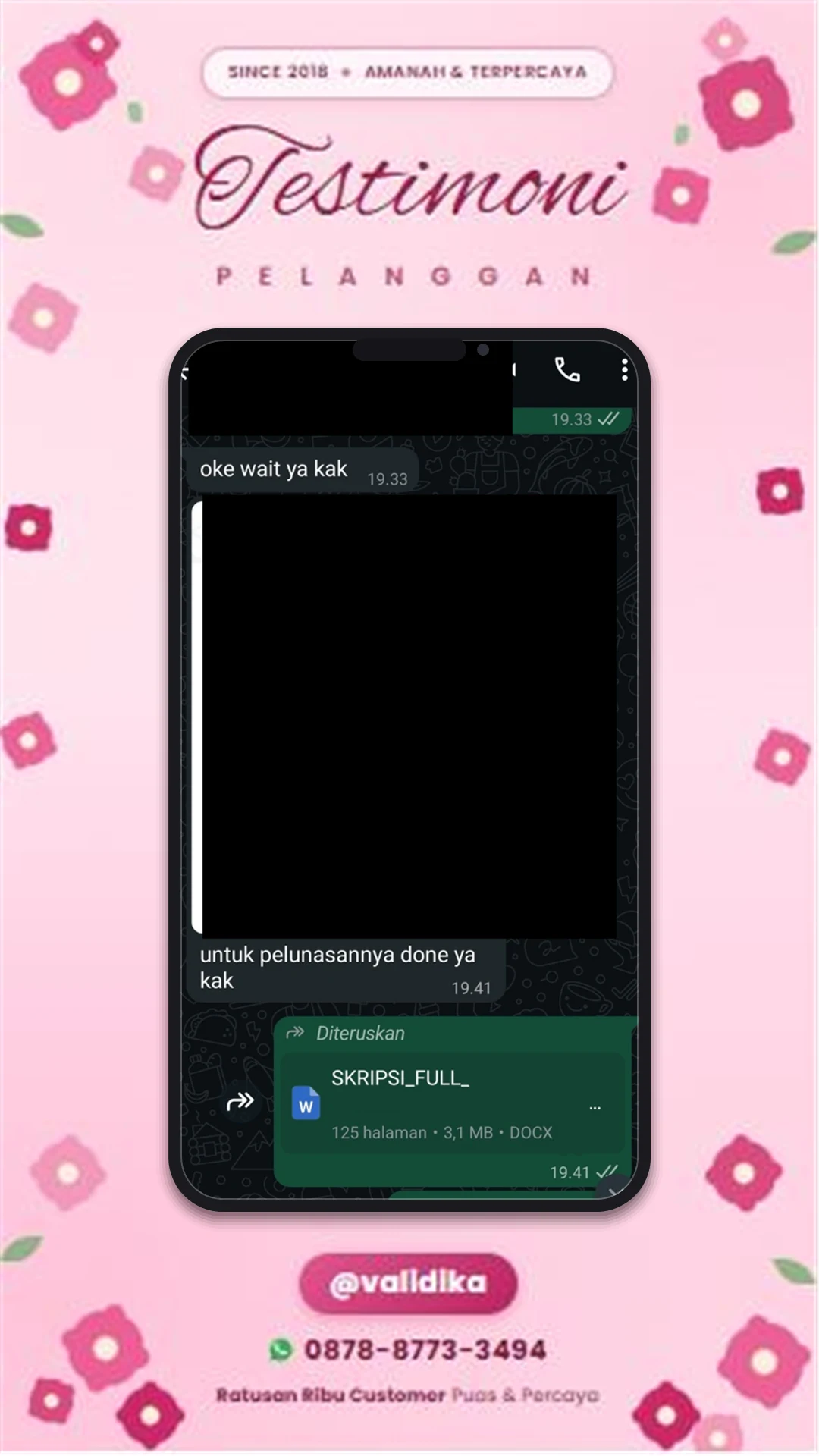 Bukti testimoni pelanggan