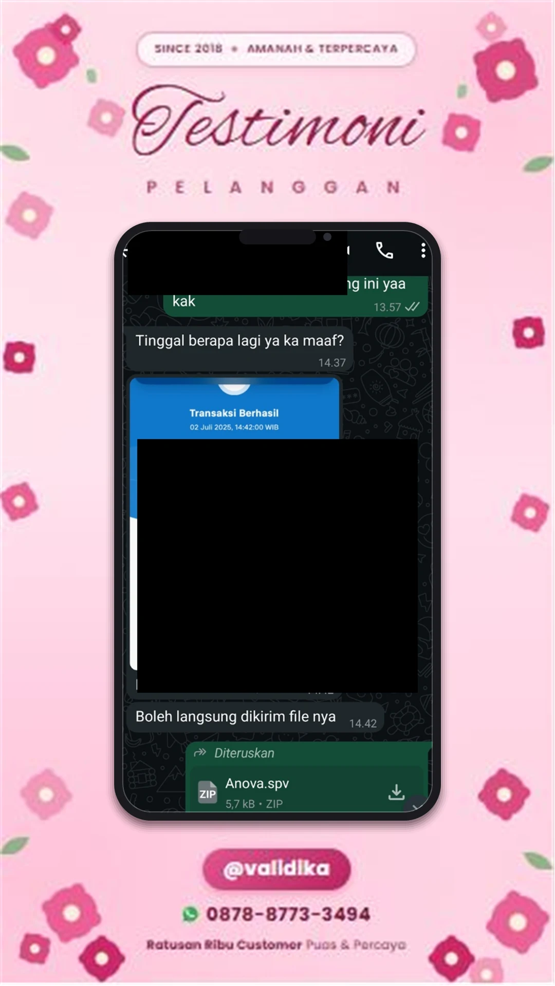 Bukti testimoni pelanggan