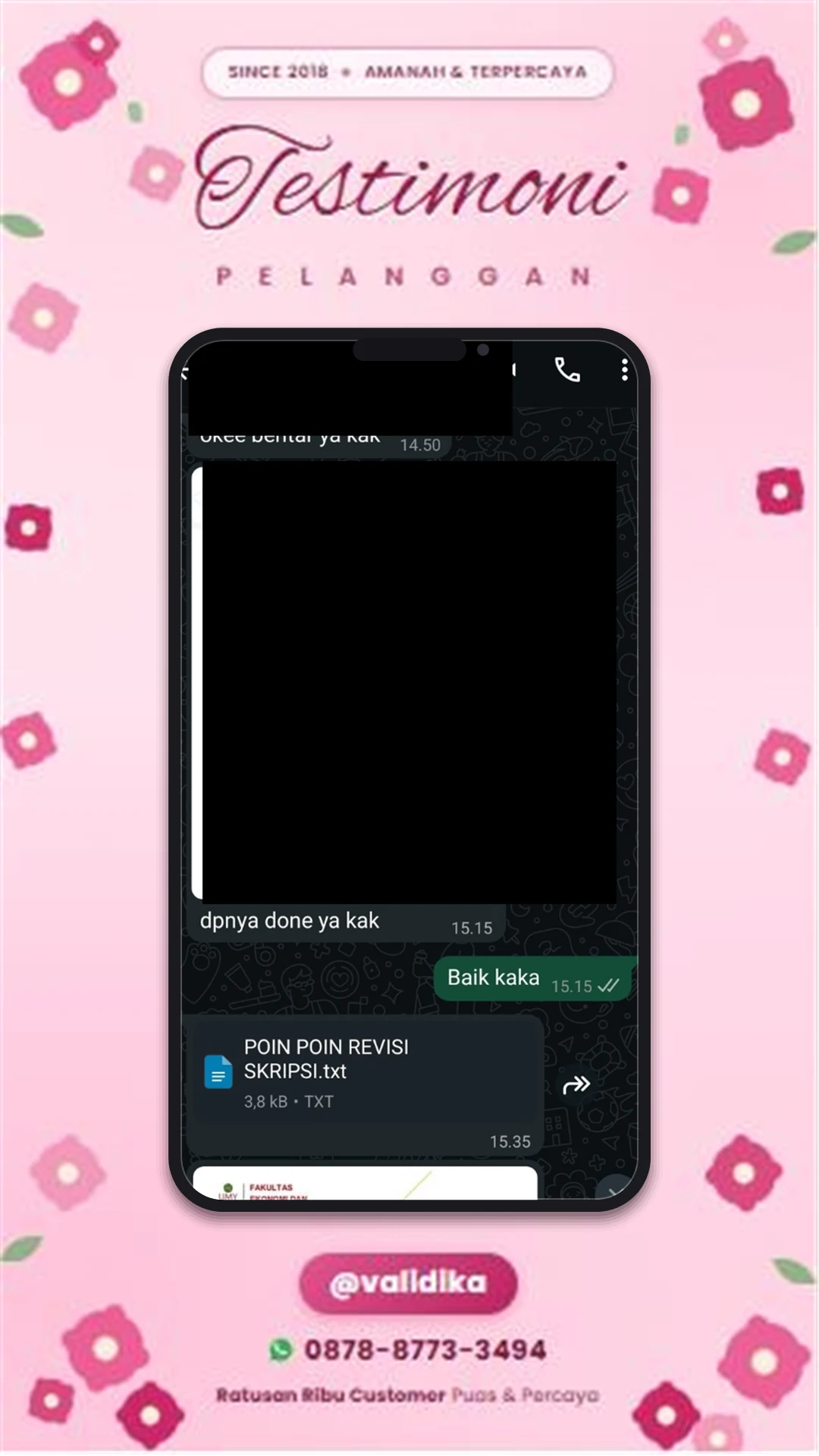 Bukti testimoni pelanggan