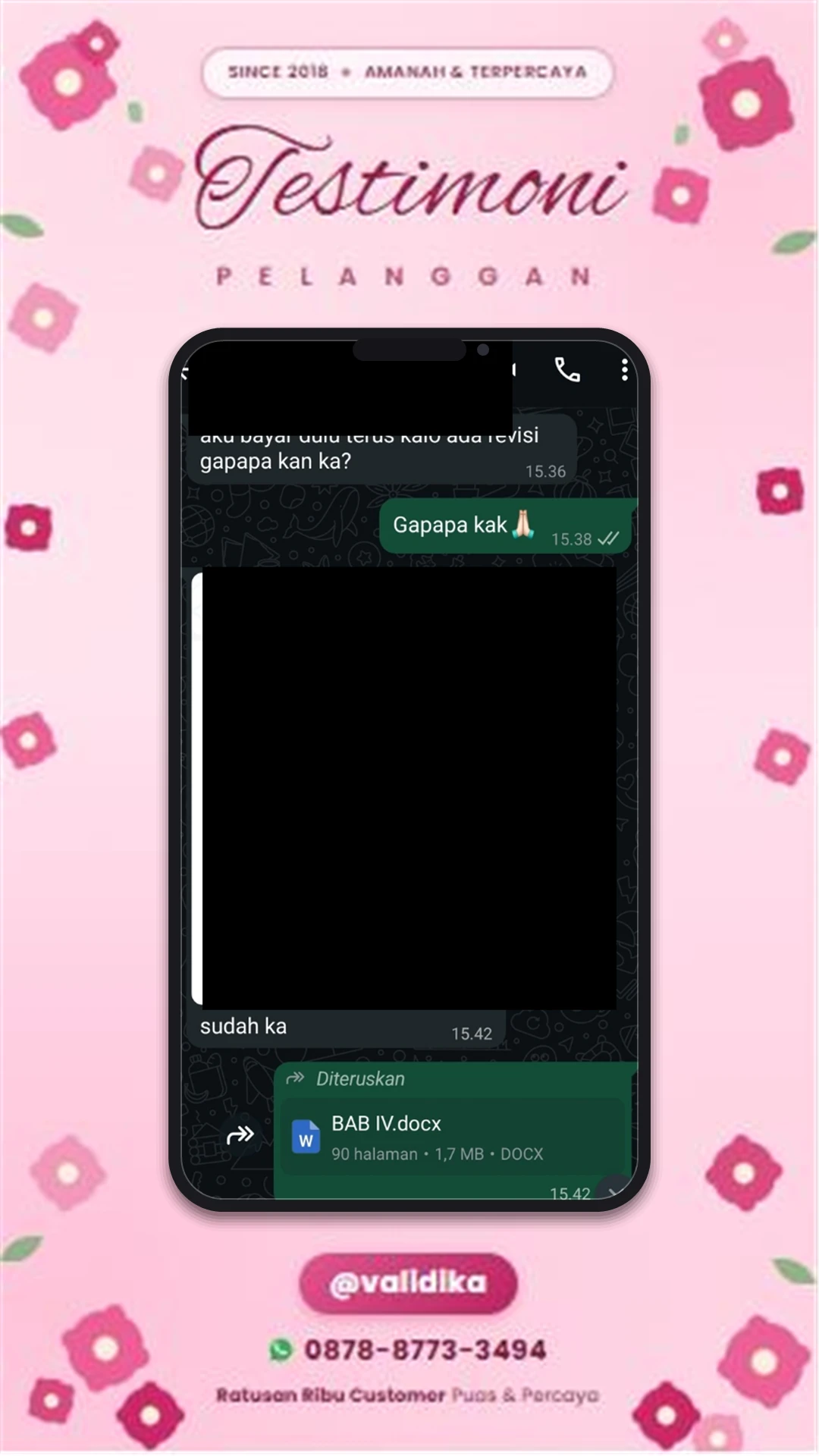 Bukti testimoni pelanggan