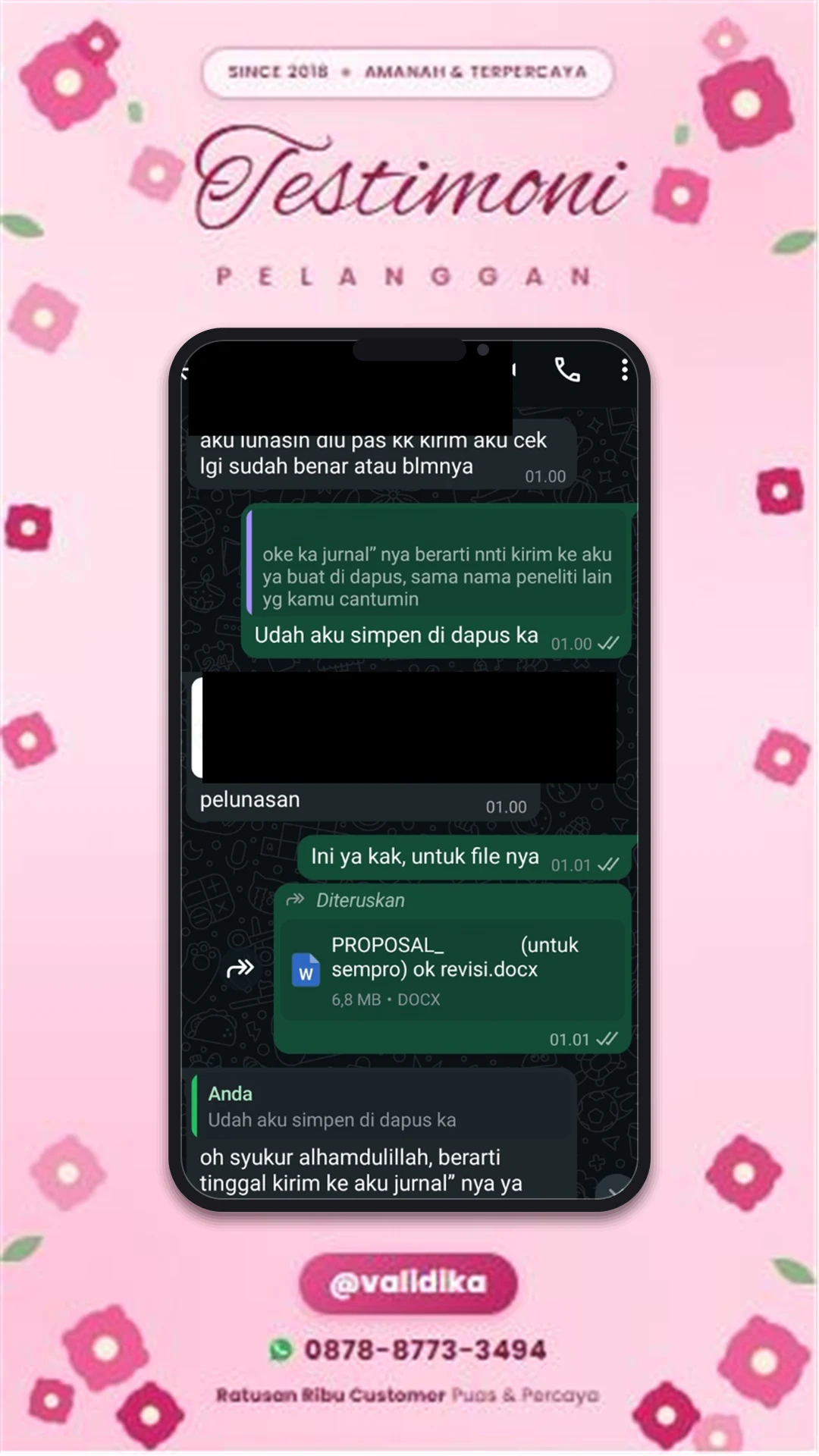 Bukti testimoni pelanggan