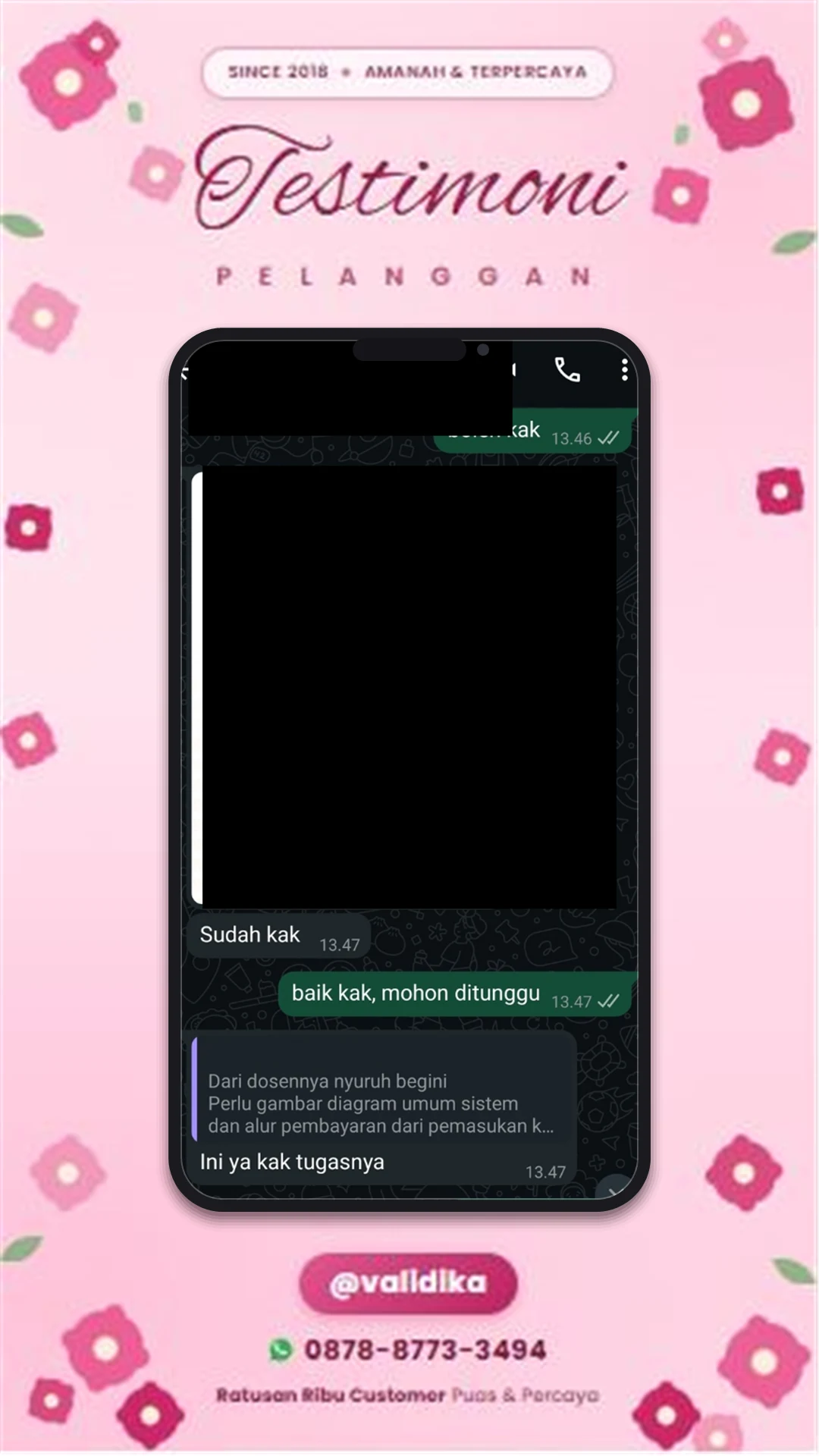 Bukti testimoni pelanggan