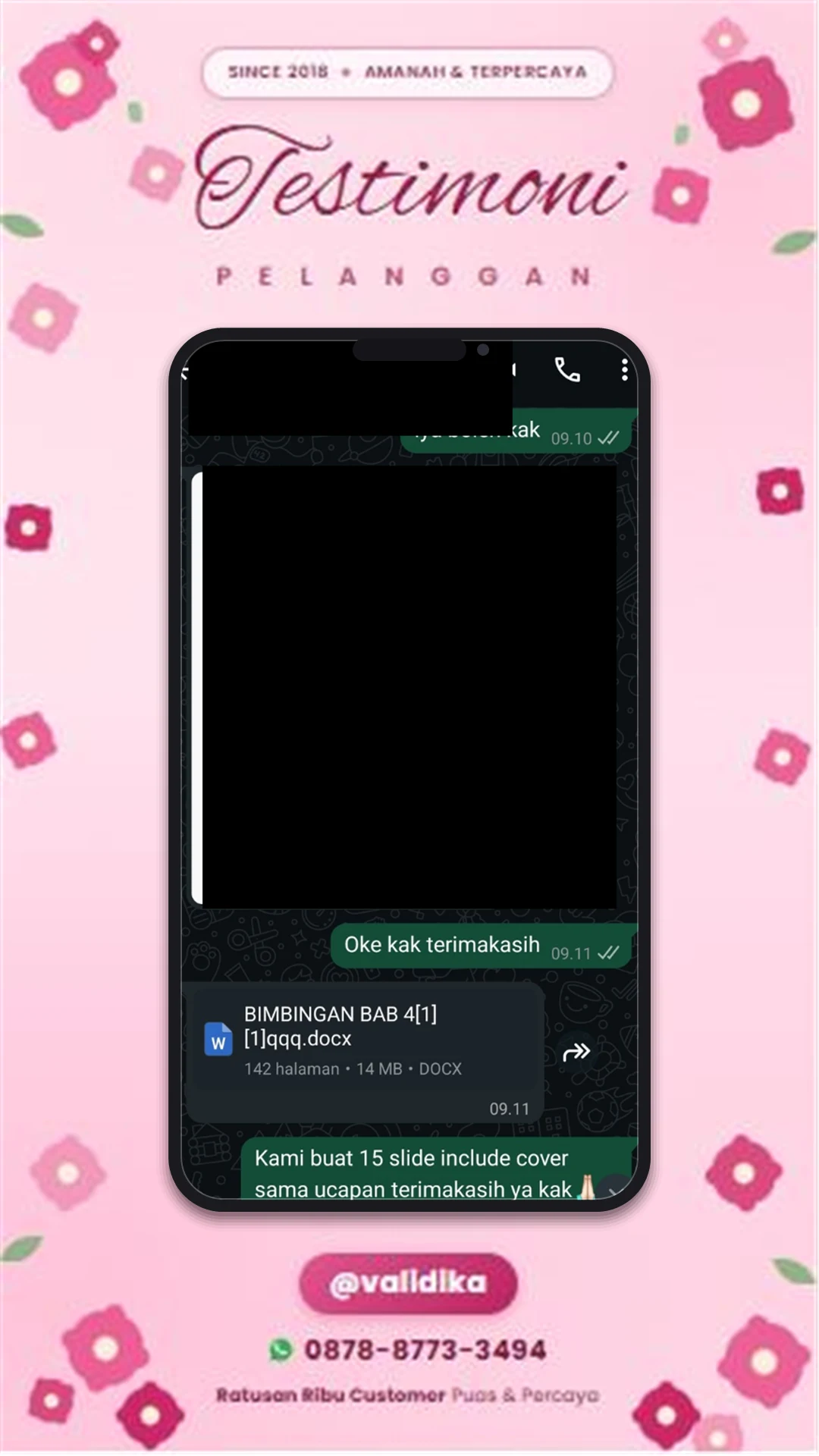 Bukti testimoni pelanggan