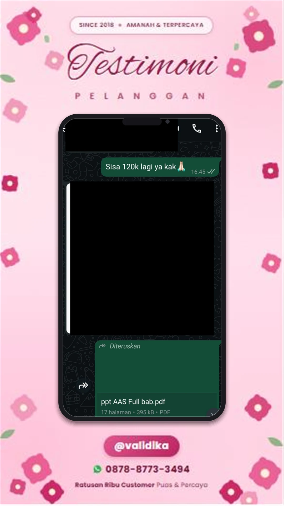 Bukti testimoni pelanggan