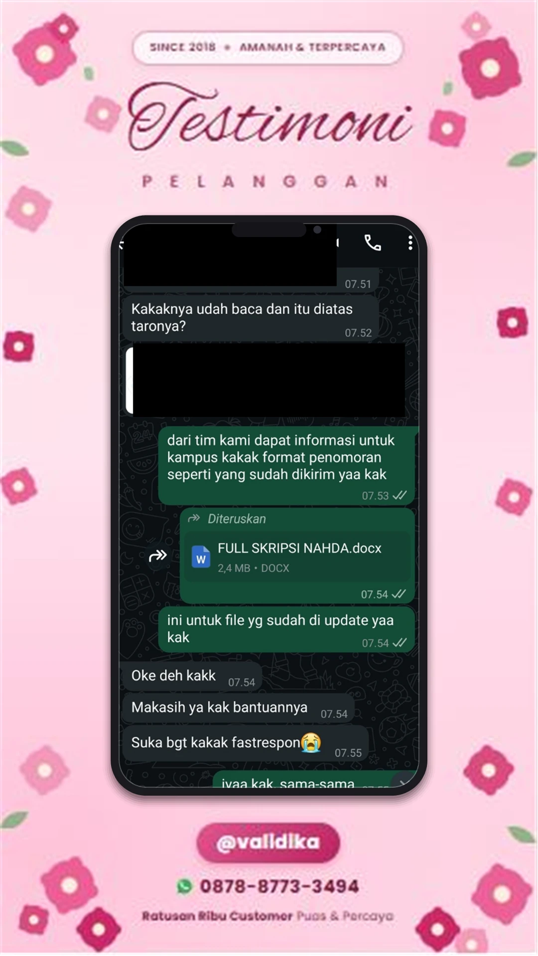 Bukti testimoni pelanggan