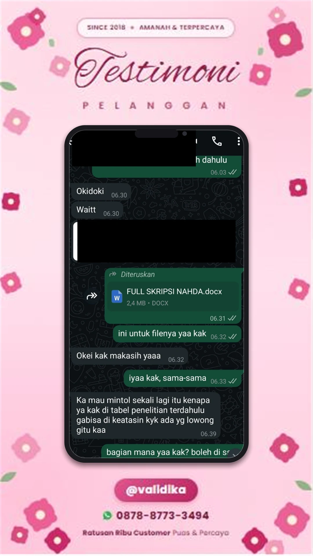Bukti testimoni pelanggan