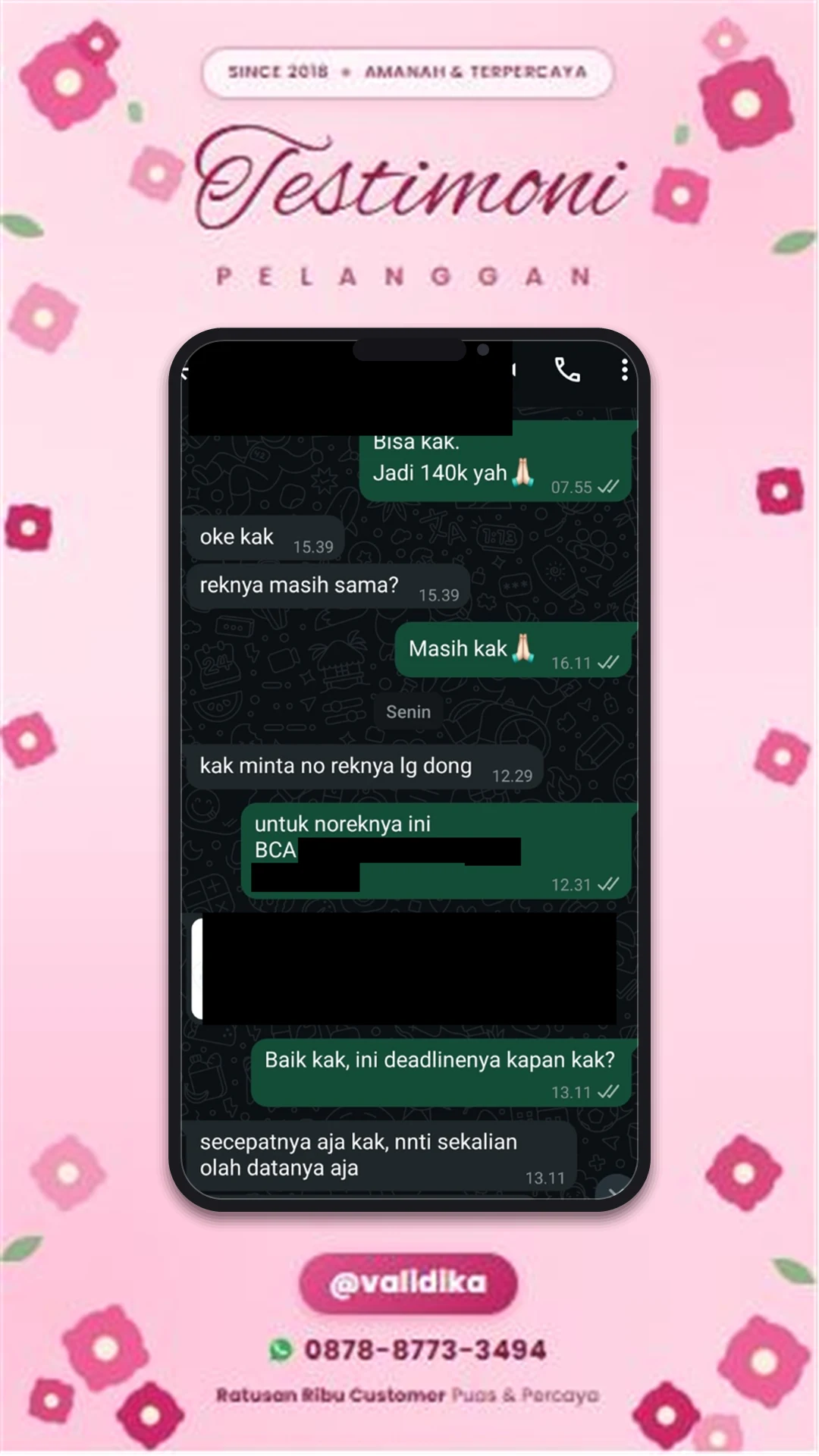 Bukti testimoni pelanggan