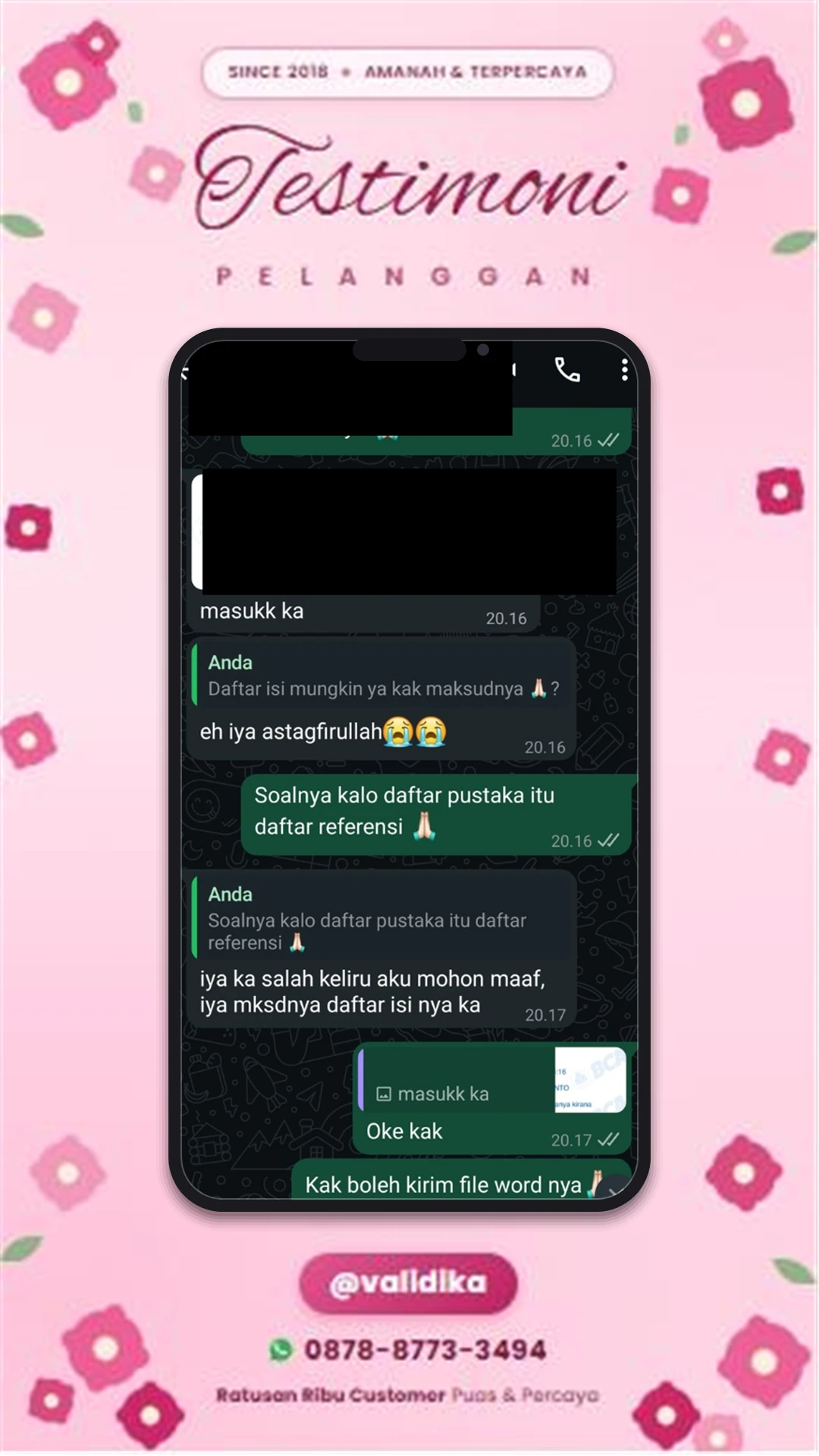 Bukti testimoni pelanggan