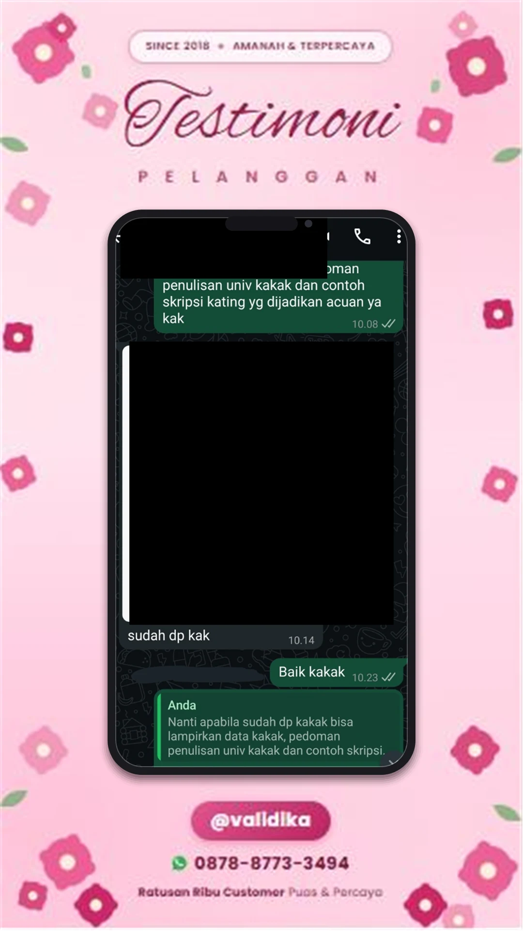 Bukti testimoni pelanggan
