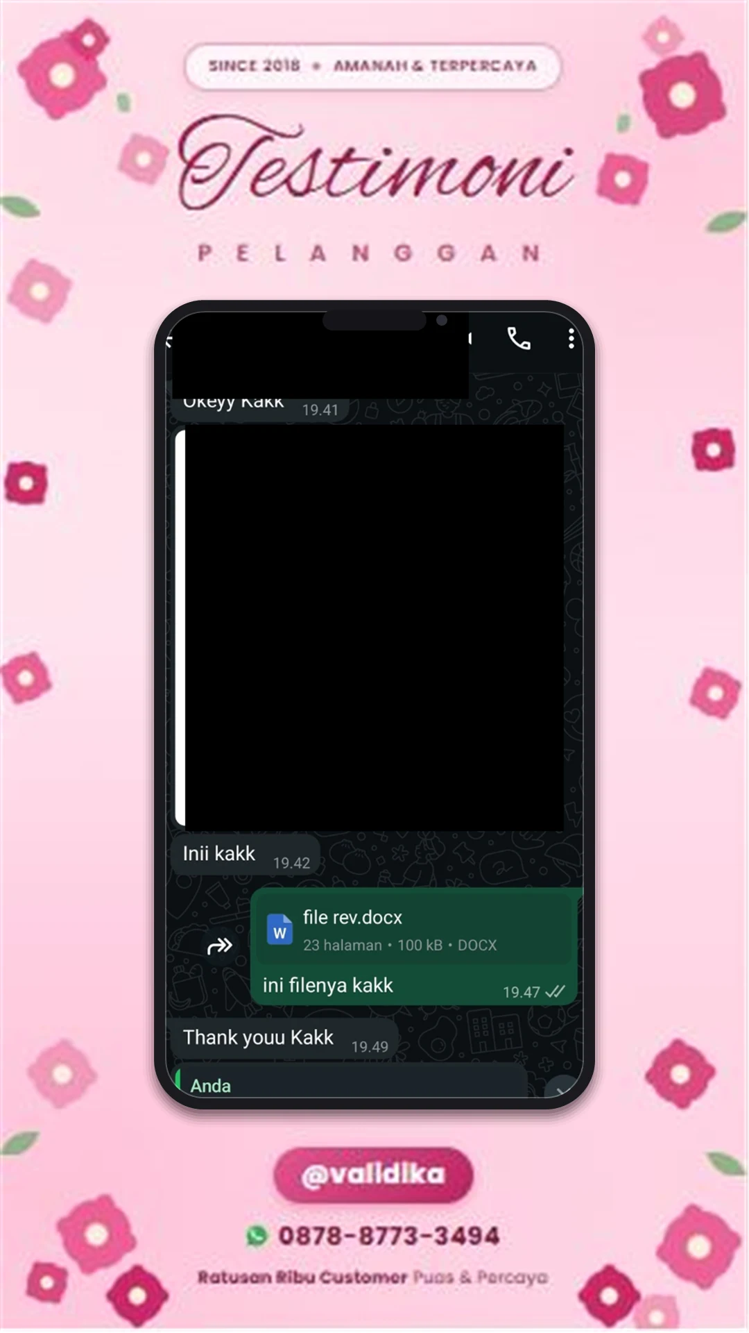 Bukti testimoni pelanggan