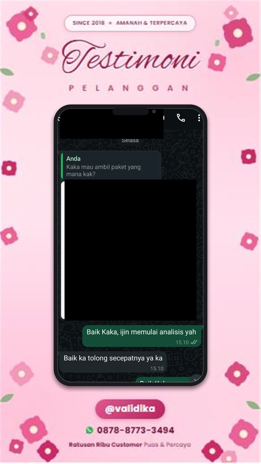 Bukti testimoni pelanggan