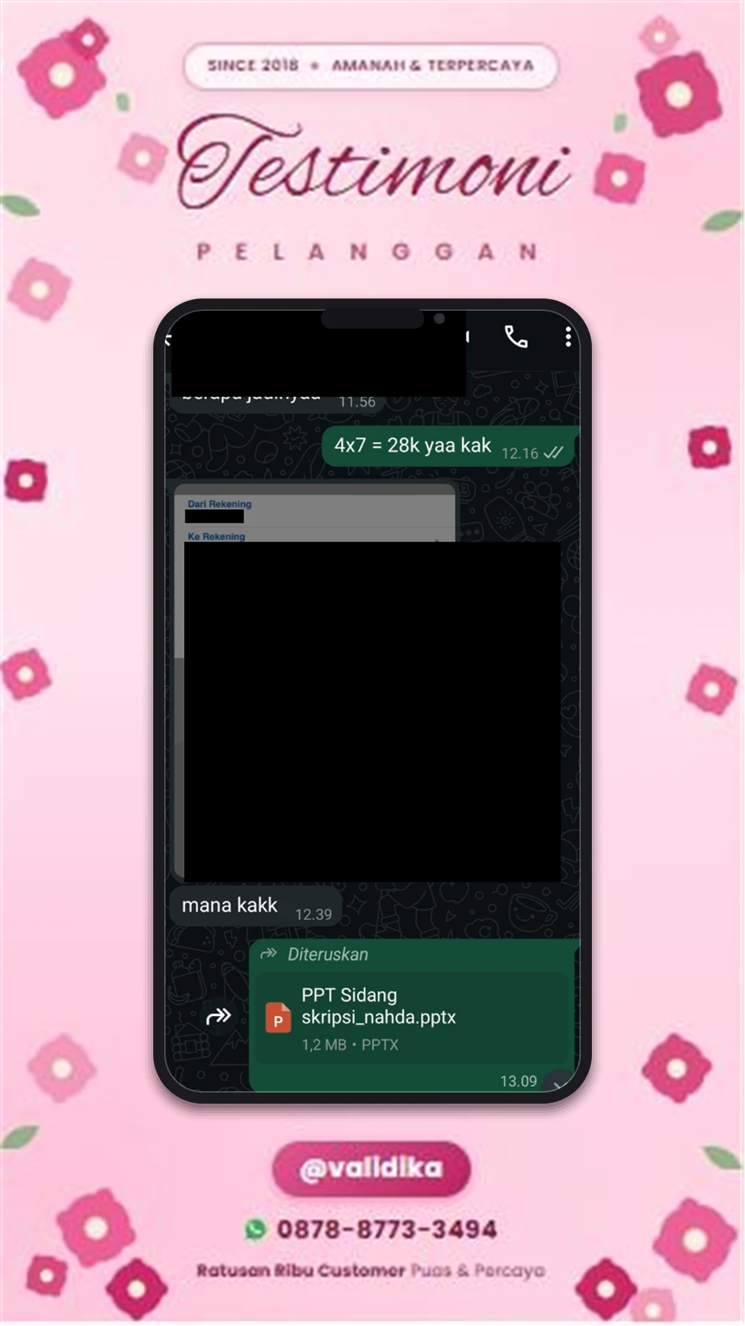 Bukti testimoni pelanggan